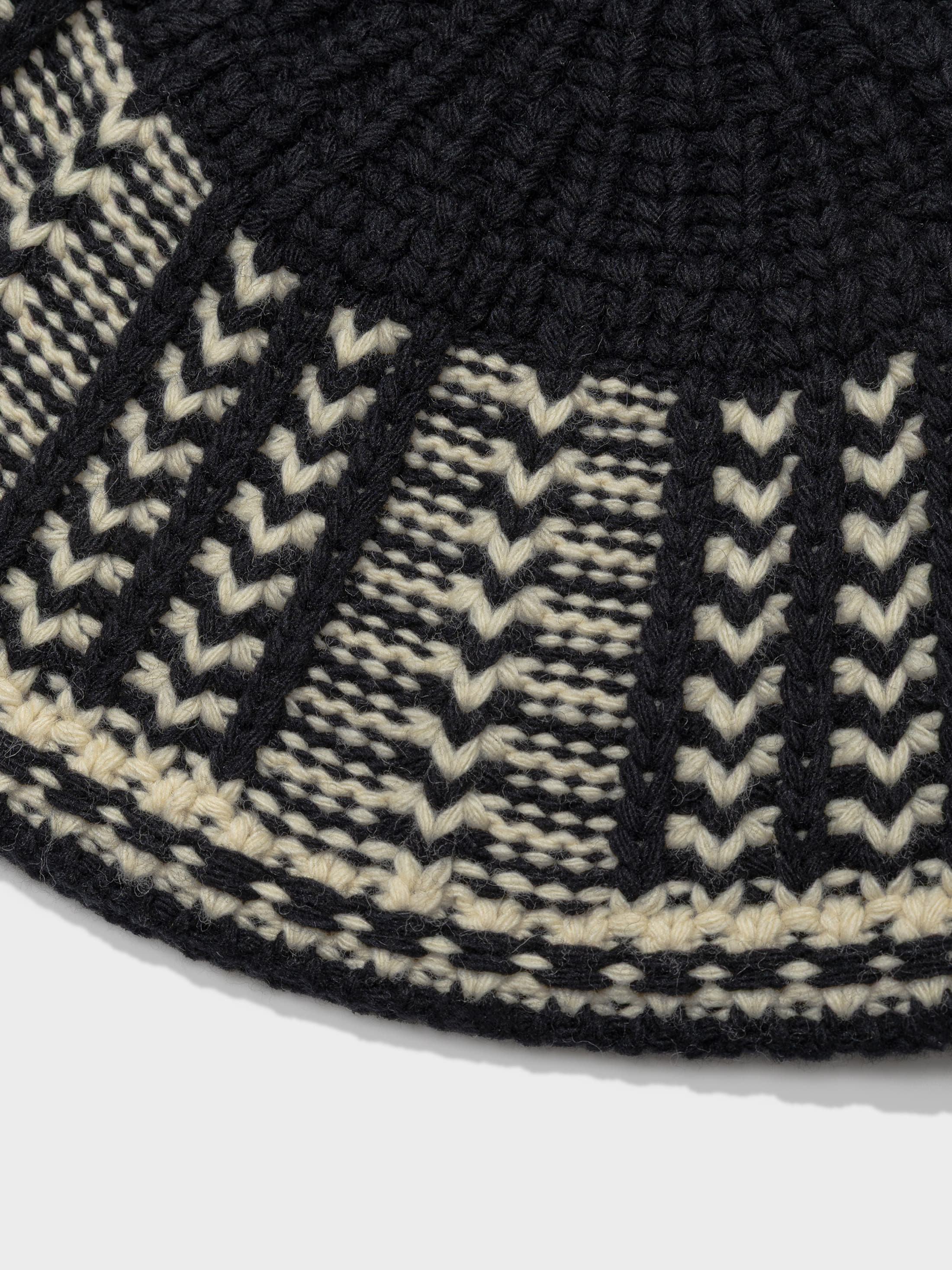 Black And White Jacquard Knit Beanie