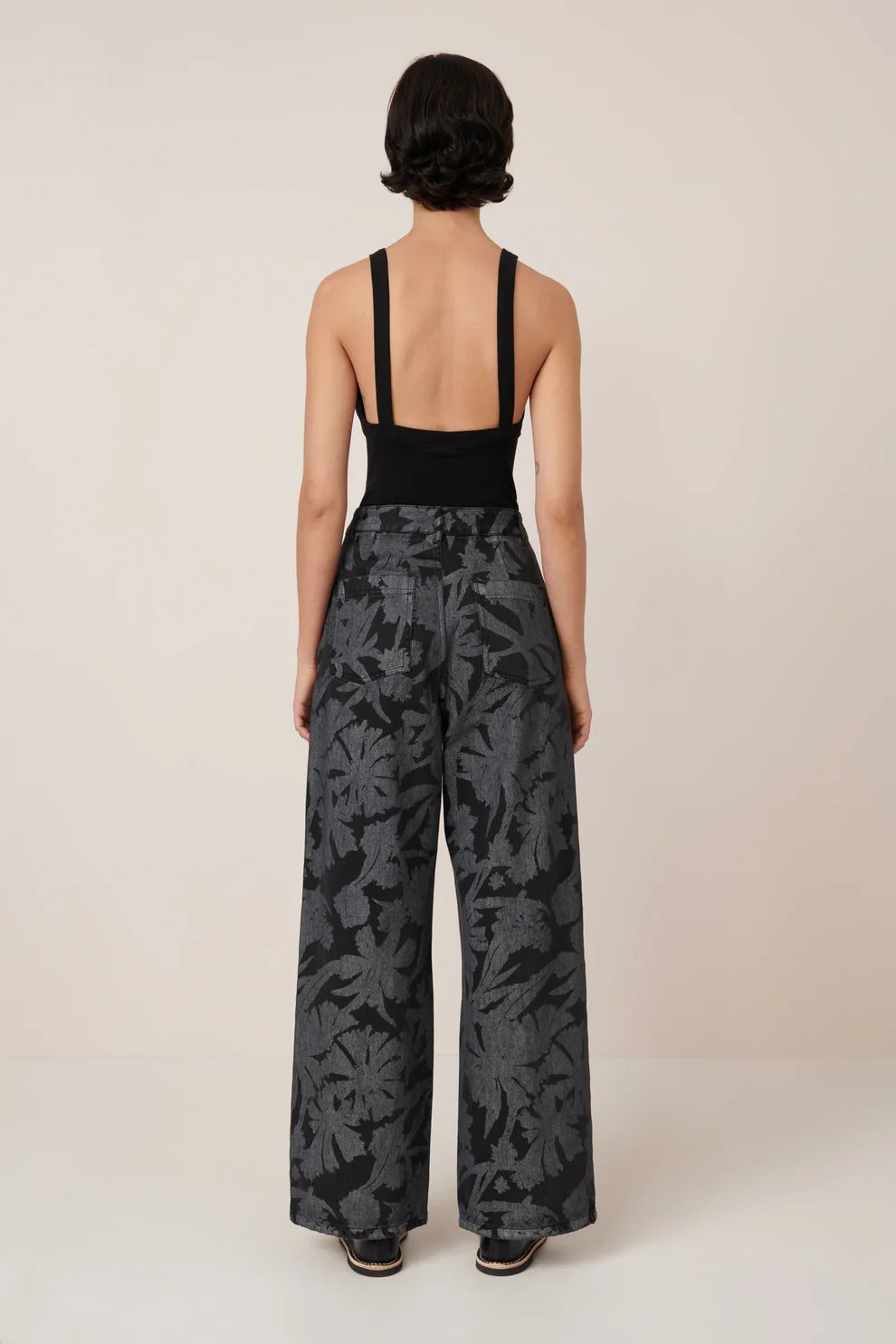 Etched Denim Utility Wide Leg Jeans