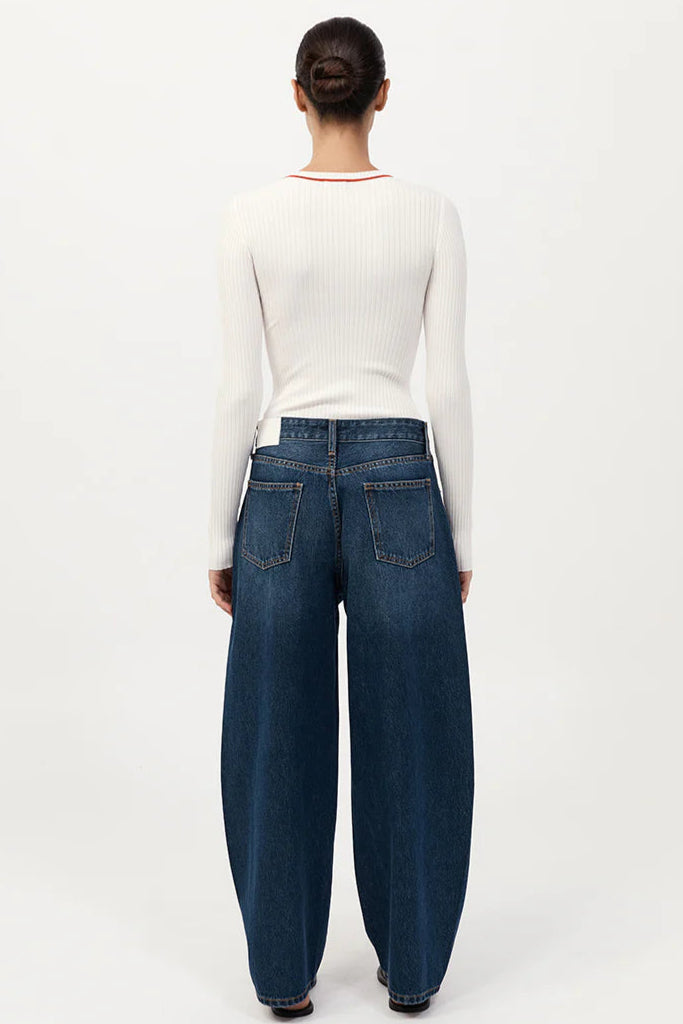 Dark Indigo Mid Rise Balloon Jeans