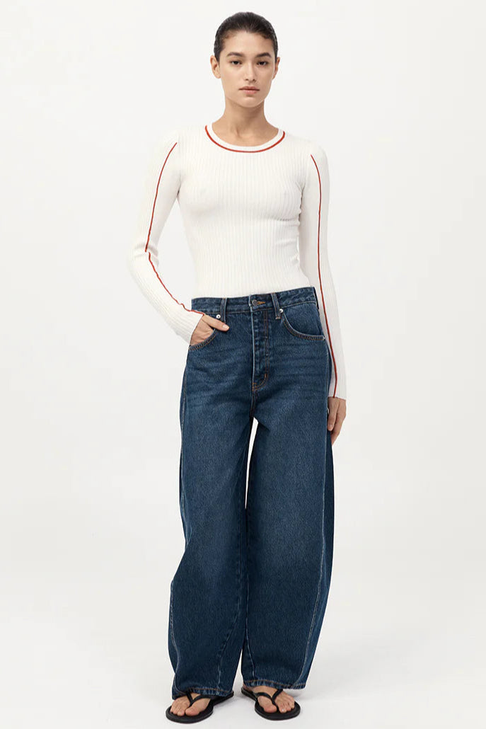 Dark Indigo Mid Rise Balloon Jeans