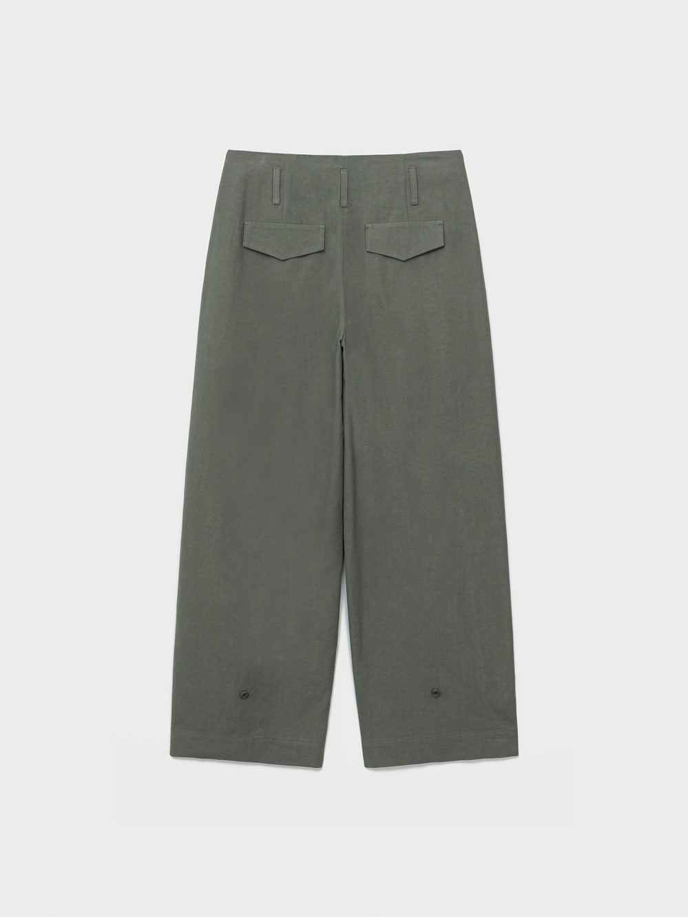 Khaki Wide Two-Tuck Pants by Low Classic, sophisticated wide-leg trousers for an elevated fall winter wardrobe at Alas Eius
