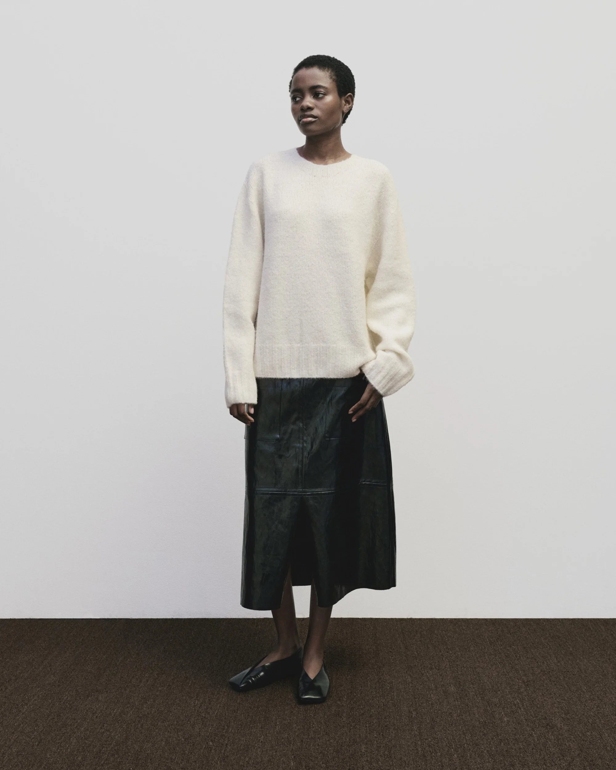 Ivory Alpaca Blend Wholegarment Knit