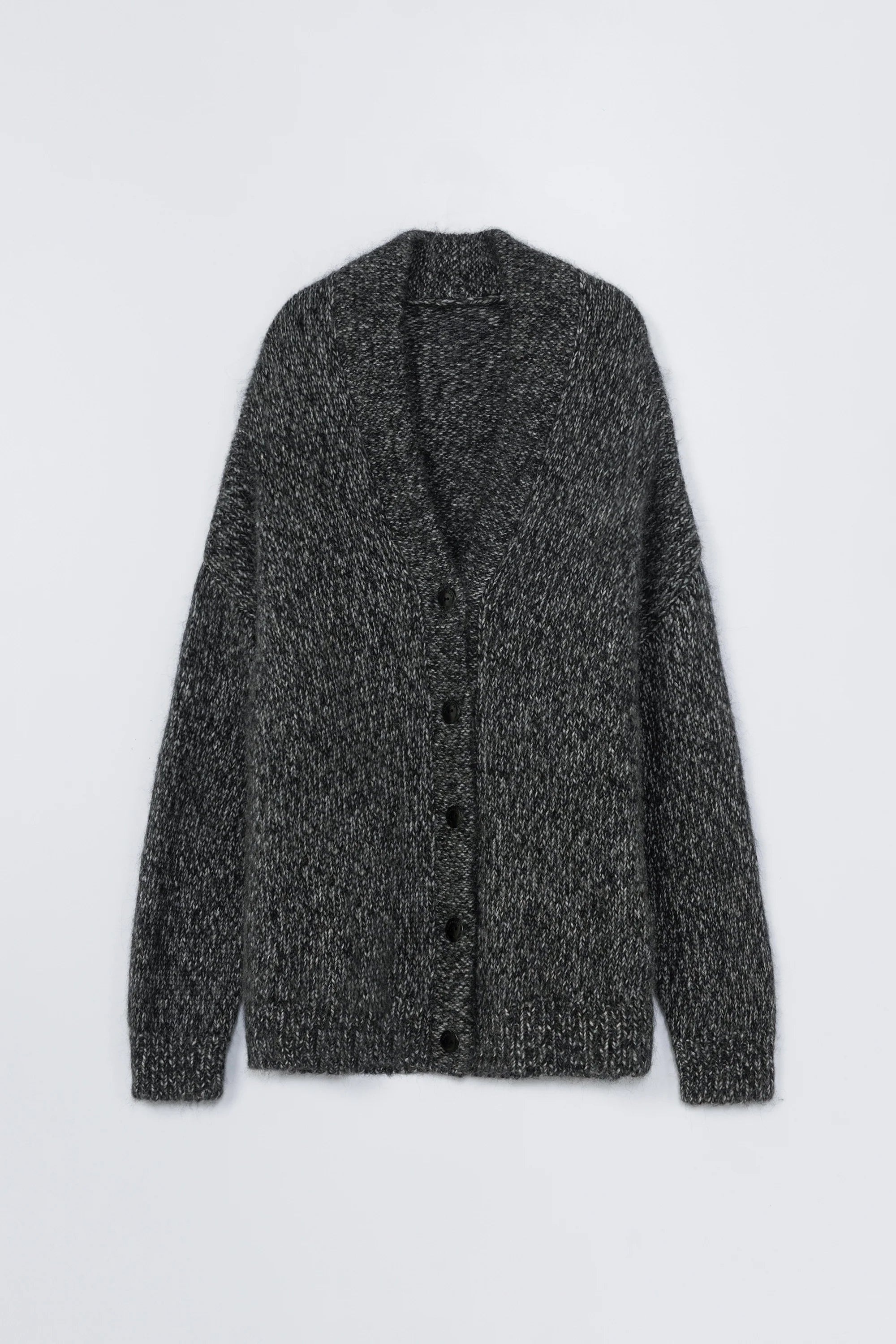Black Oversized Melange Cardigan