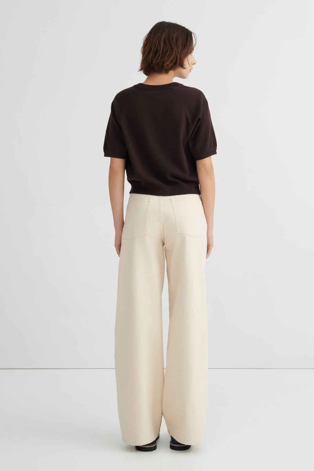 Kowtow Shoreline knitted tee in sable brown organic cotton