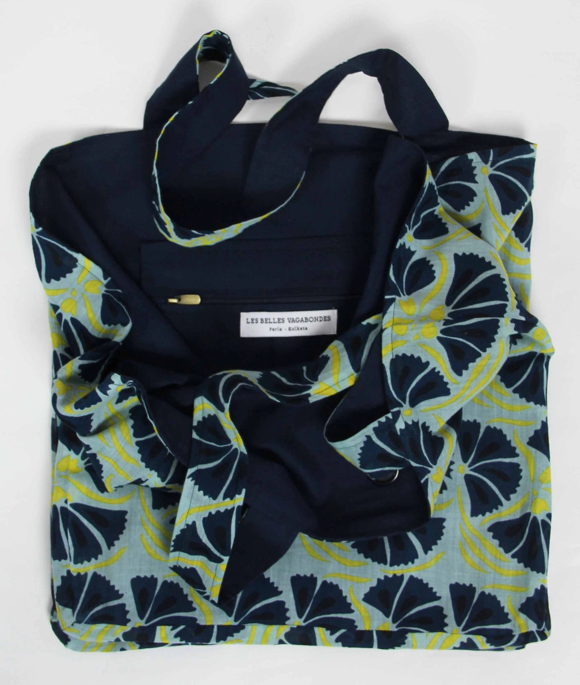 Navy Floral Organic Cotton Tote Bag