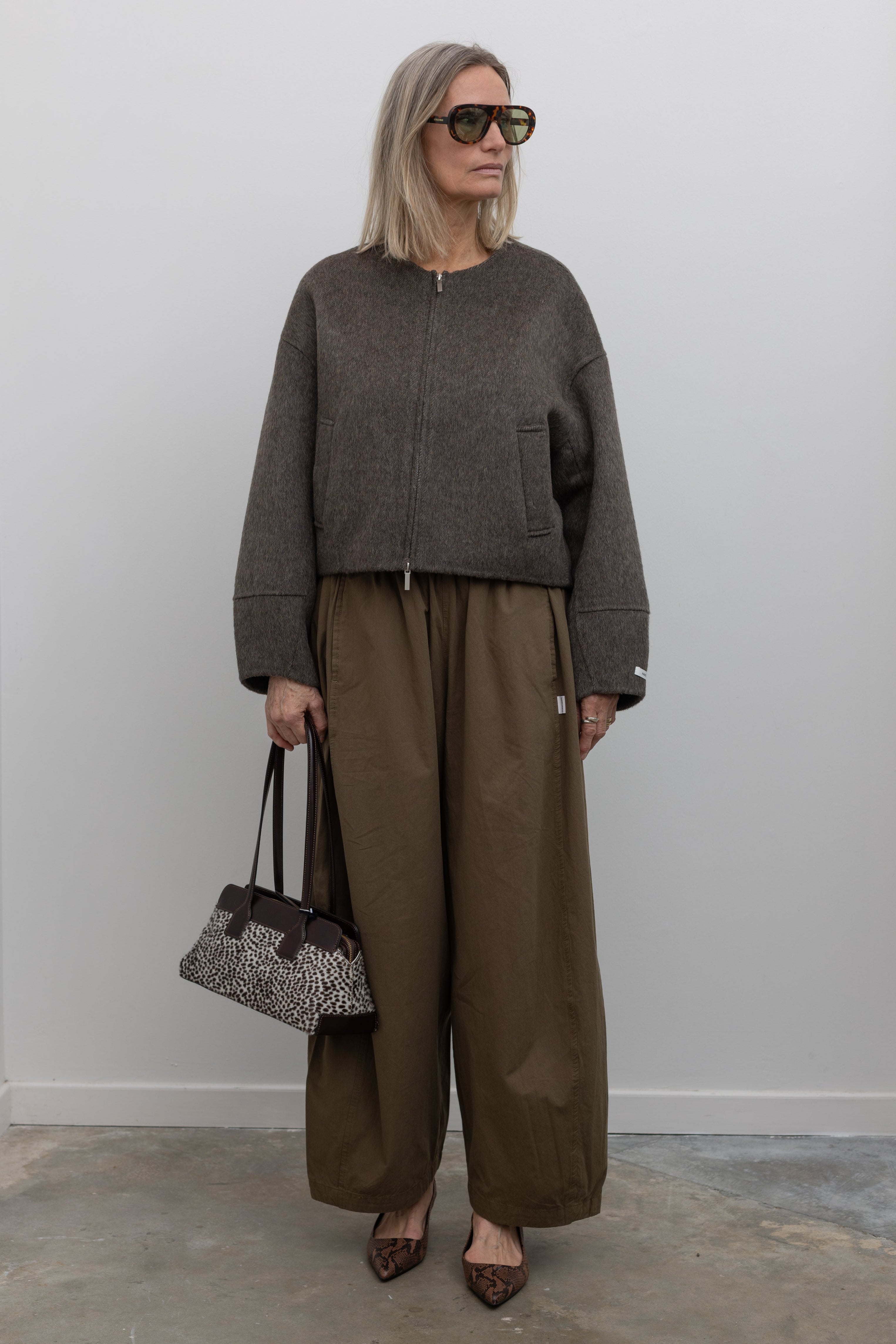 Olive Cotton Parachute Pants