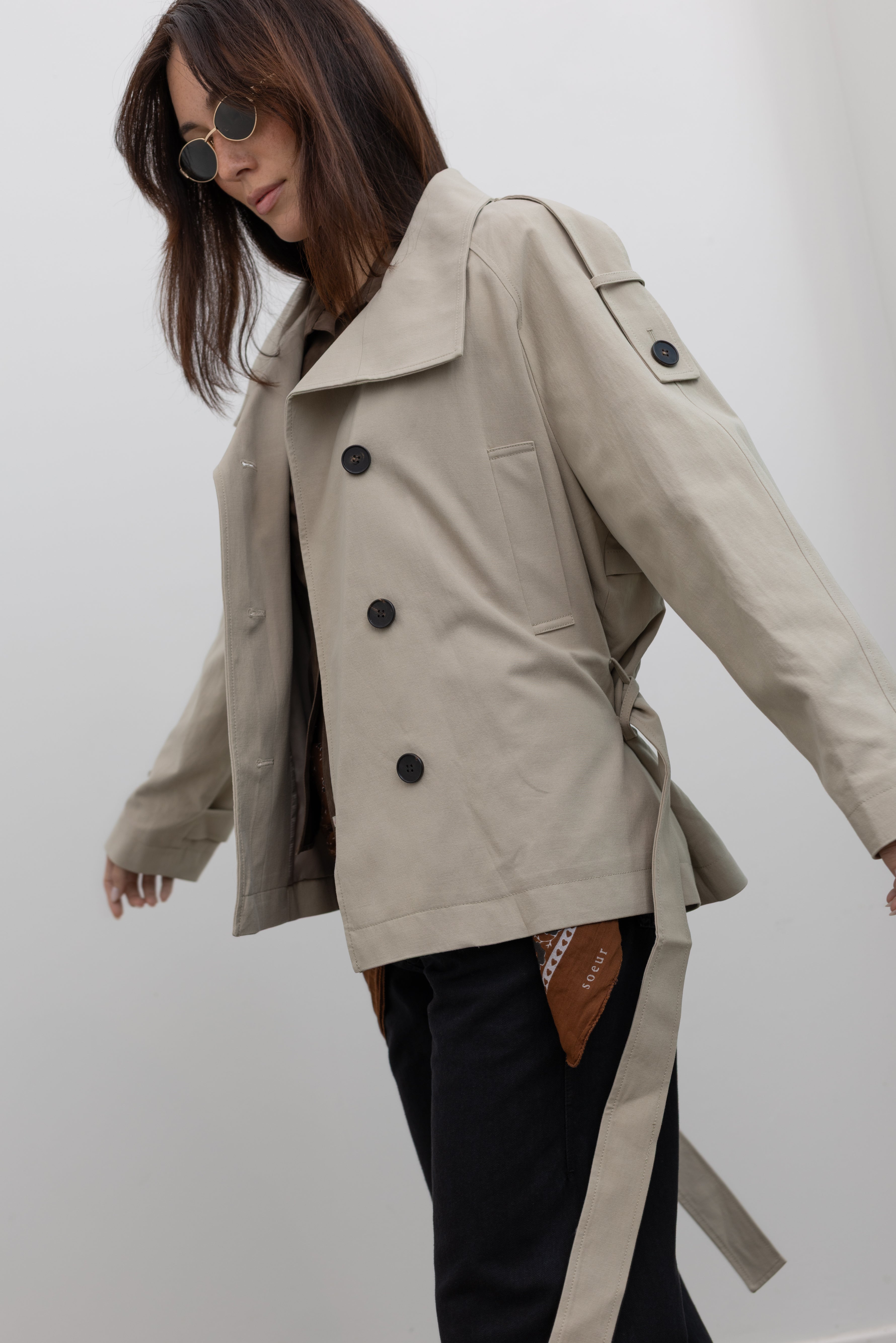 Low Classic Beige Low-Waisted Field Jacket, minimalist utility outerwear for a polished everyday wardrobe at Alas Eius