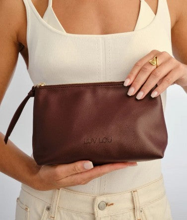 LUV LOU Bordeaux medium vegan leather beauty bag at Alas Eius