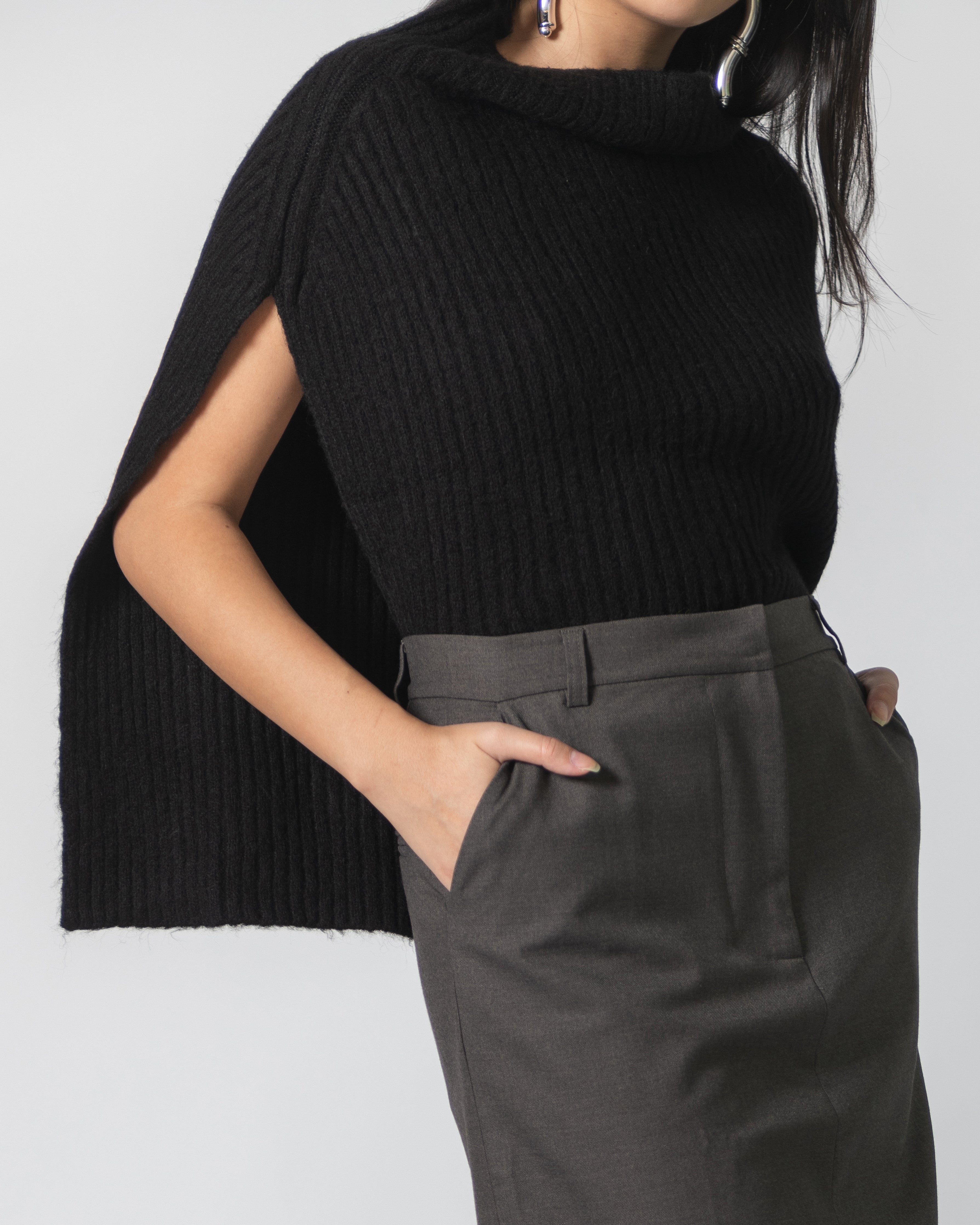 black ribbed poncho scarf neck warmer by mijeong park at alas eius