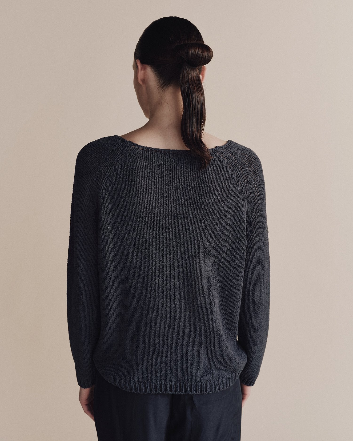 Navy Boatneck Knit Sweater