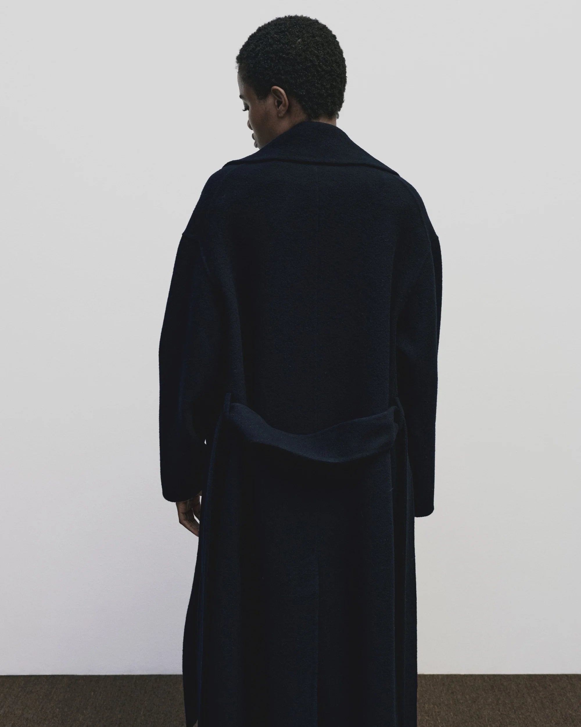Navy Handmade Belted Wool Coat