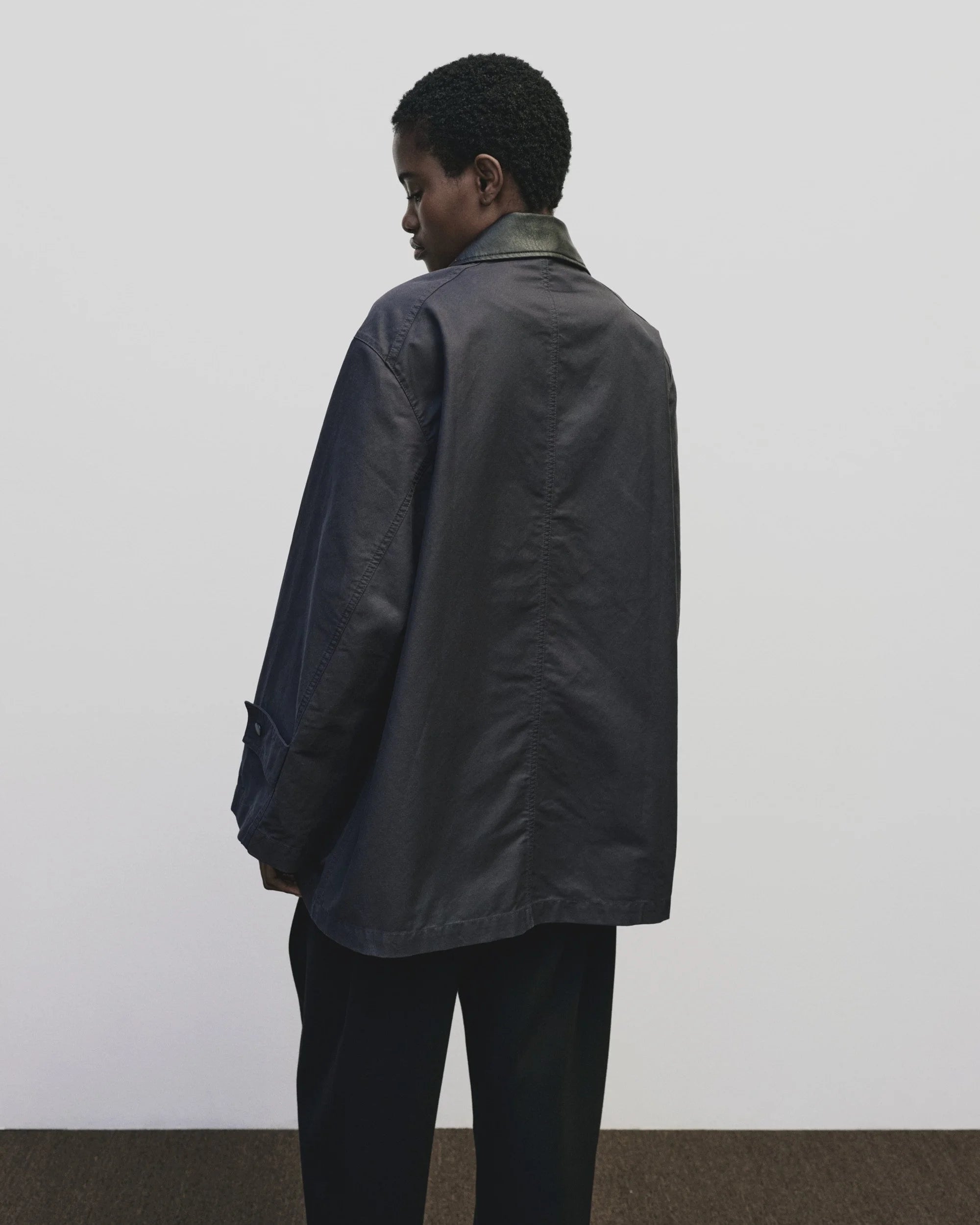 Navy Contrast Collar Work Jacket