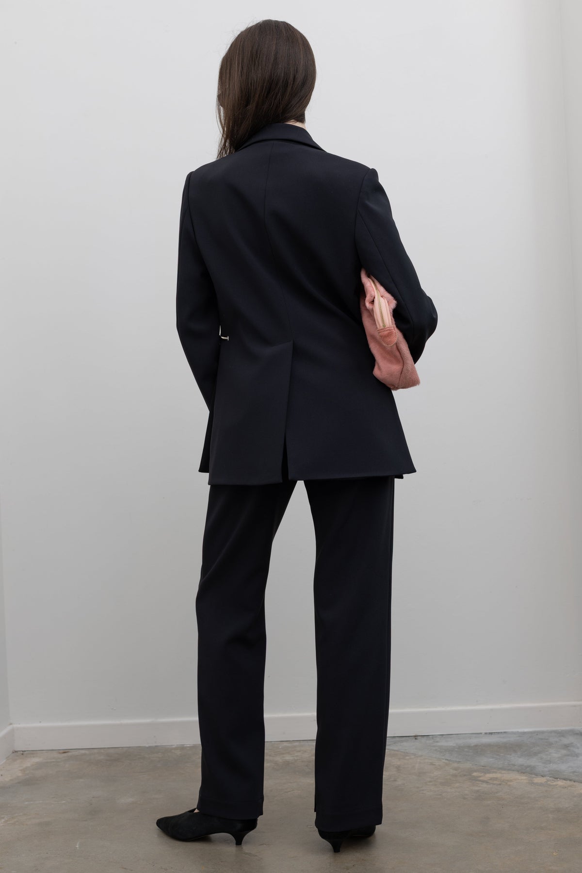 Nomia Black Crepe Trousers with Slit Hems, women’s elevated contemporary pants at Alas Eius