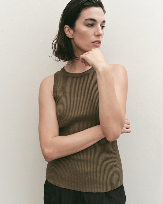 Olive Ribbed Tank Top