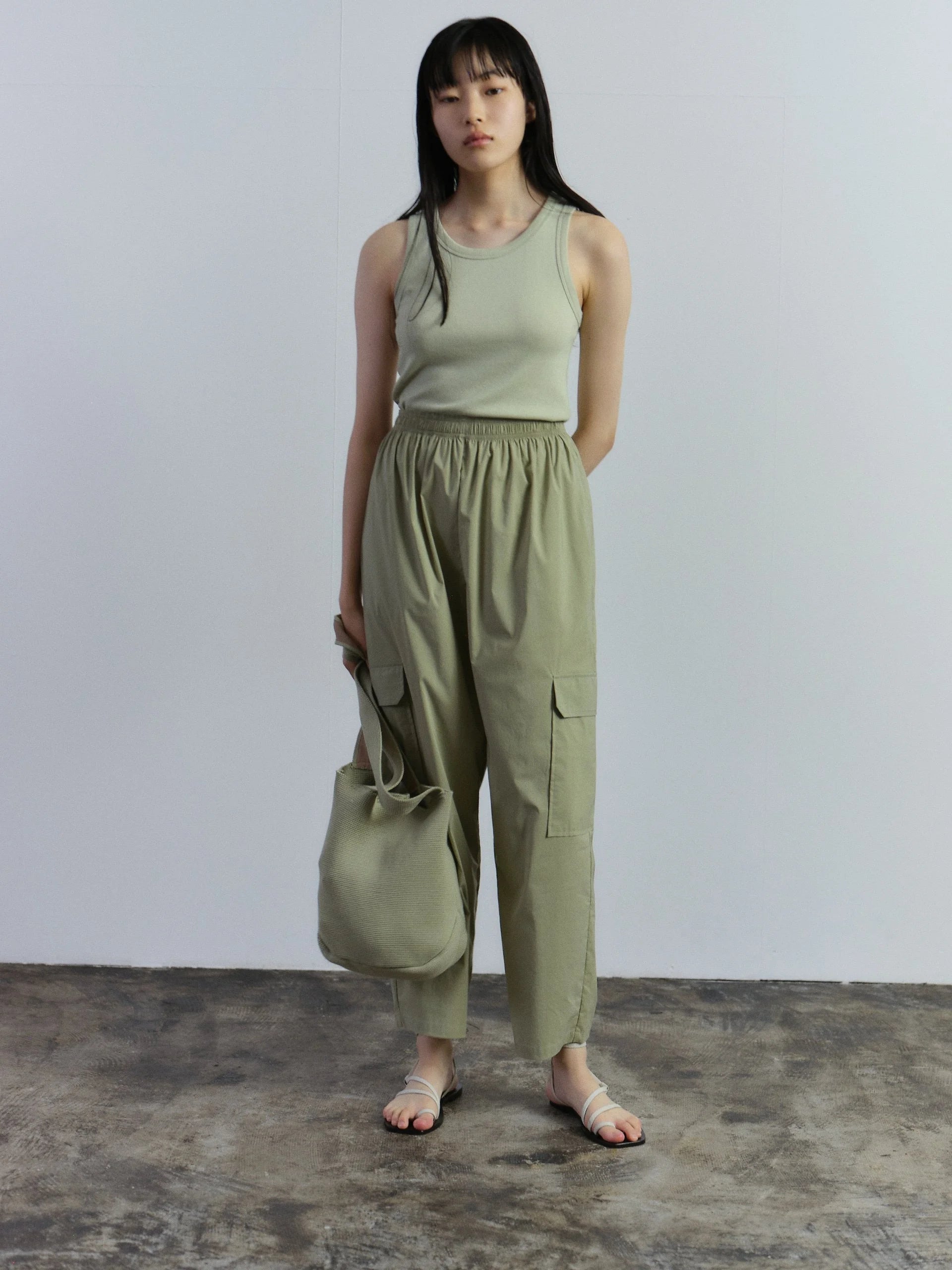 Light Green Elasticated Cargo Pants