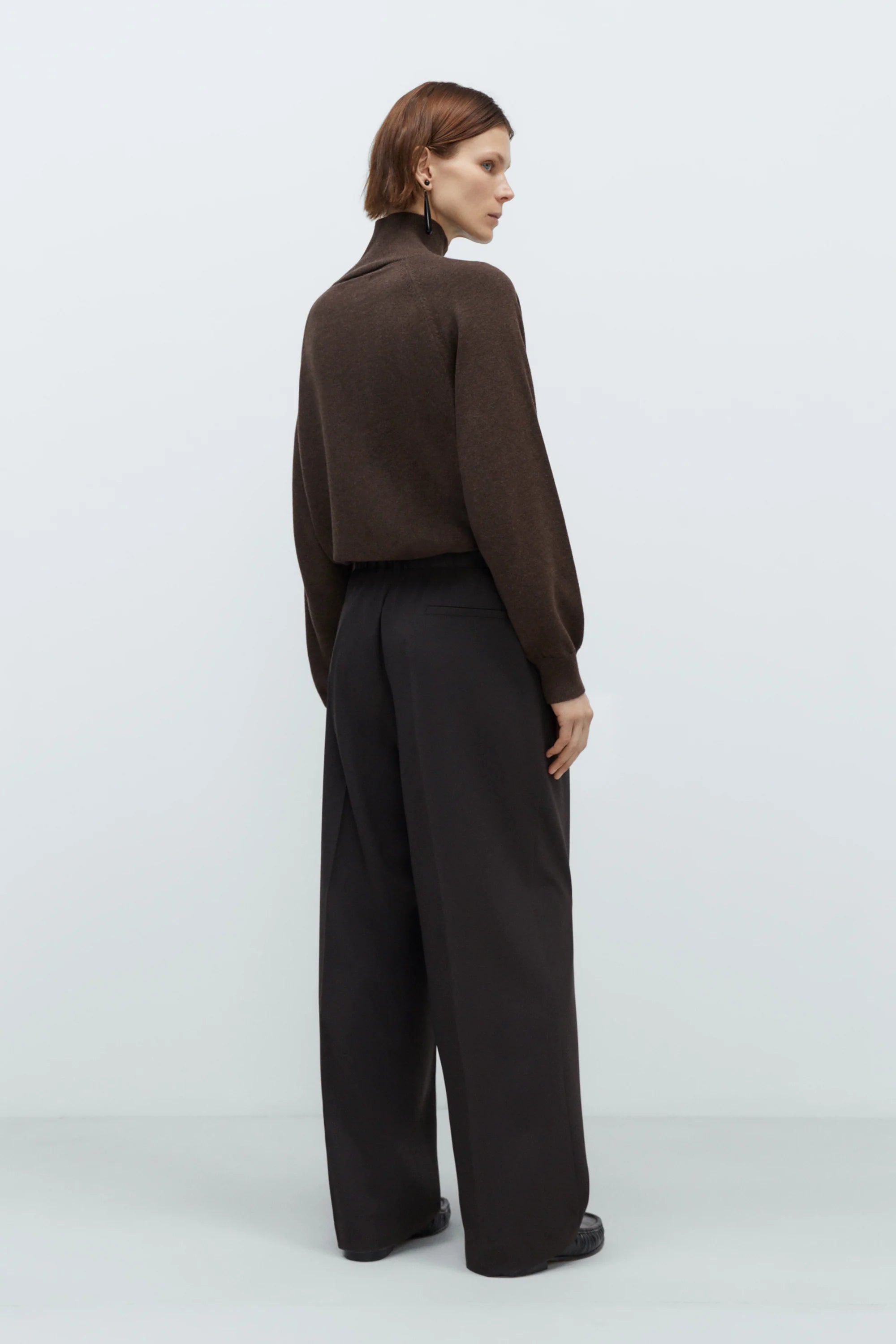 Dark Brown Pleated Relaxed Pants