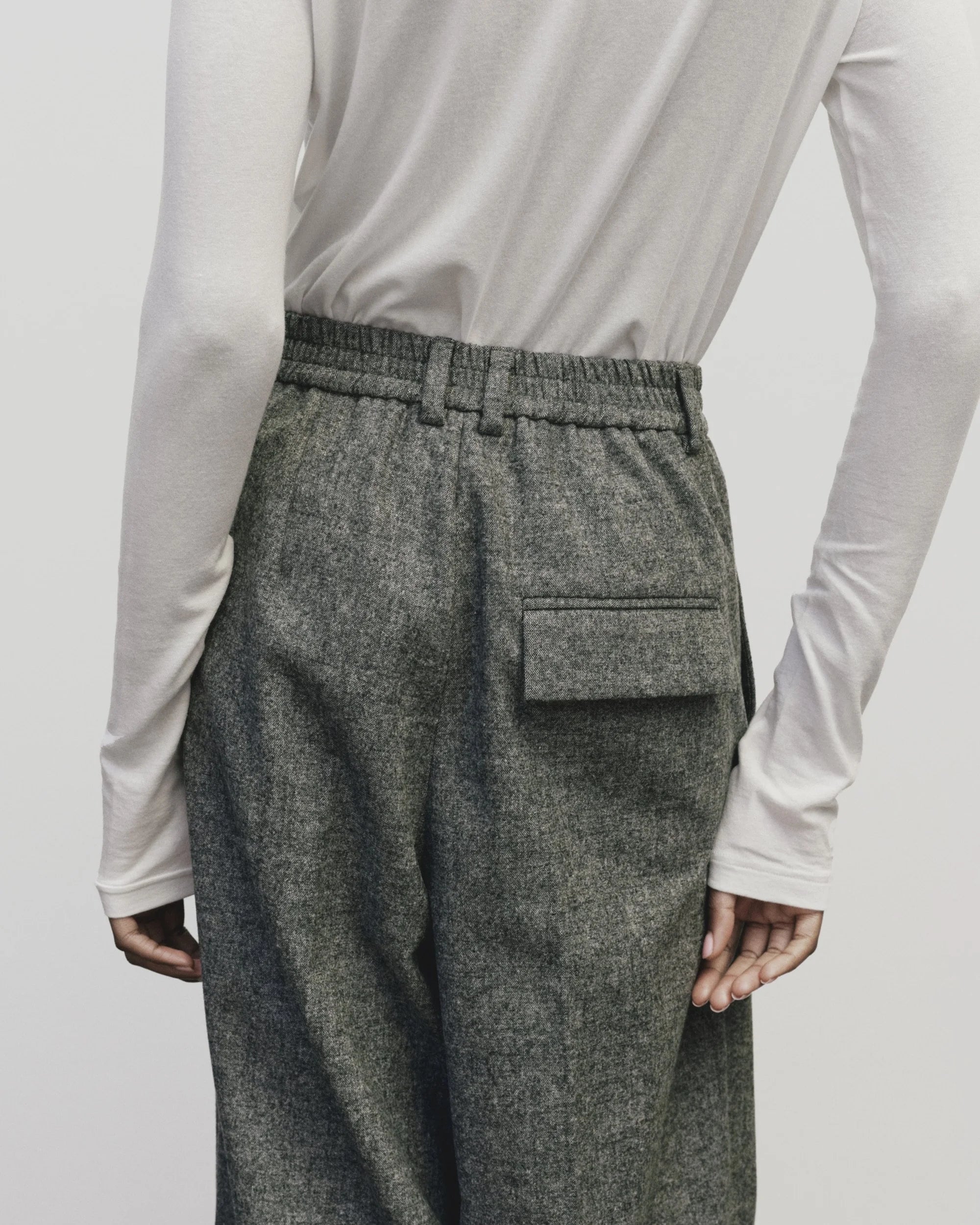 Gray Wool Blend Wide Leg Pants
