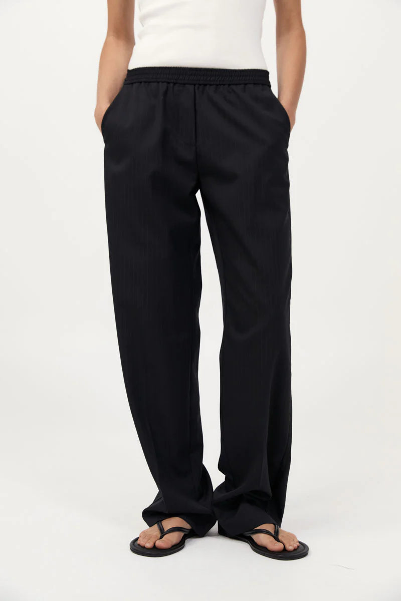 Black Pinstripe Tailored Active Pants