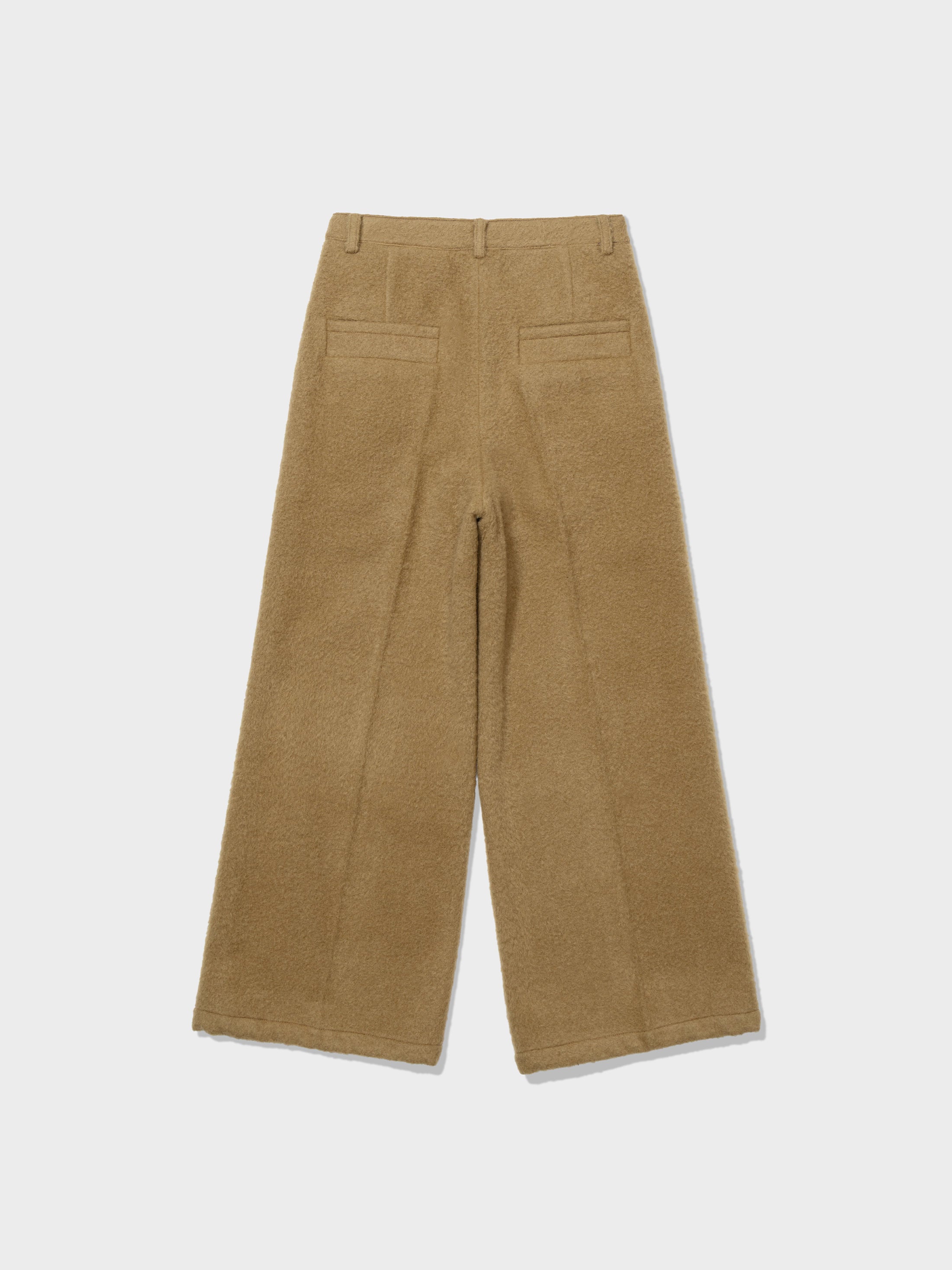 Beige Hairy Boucle Wool Pants