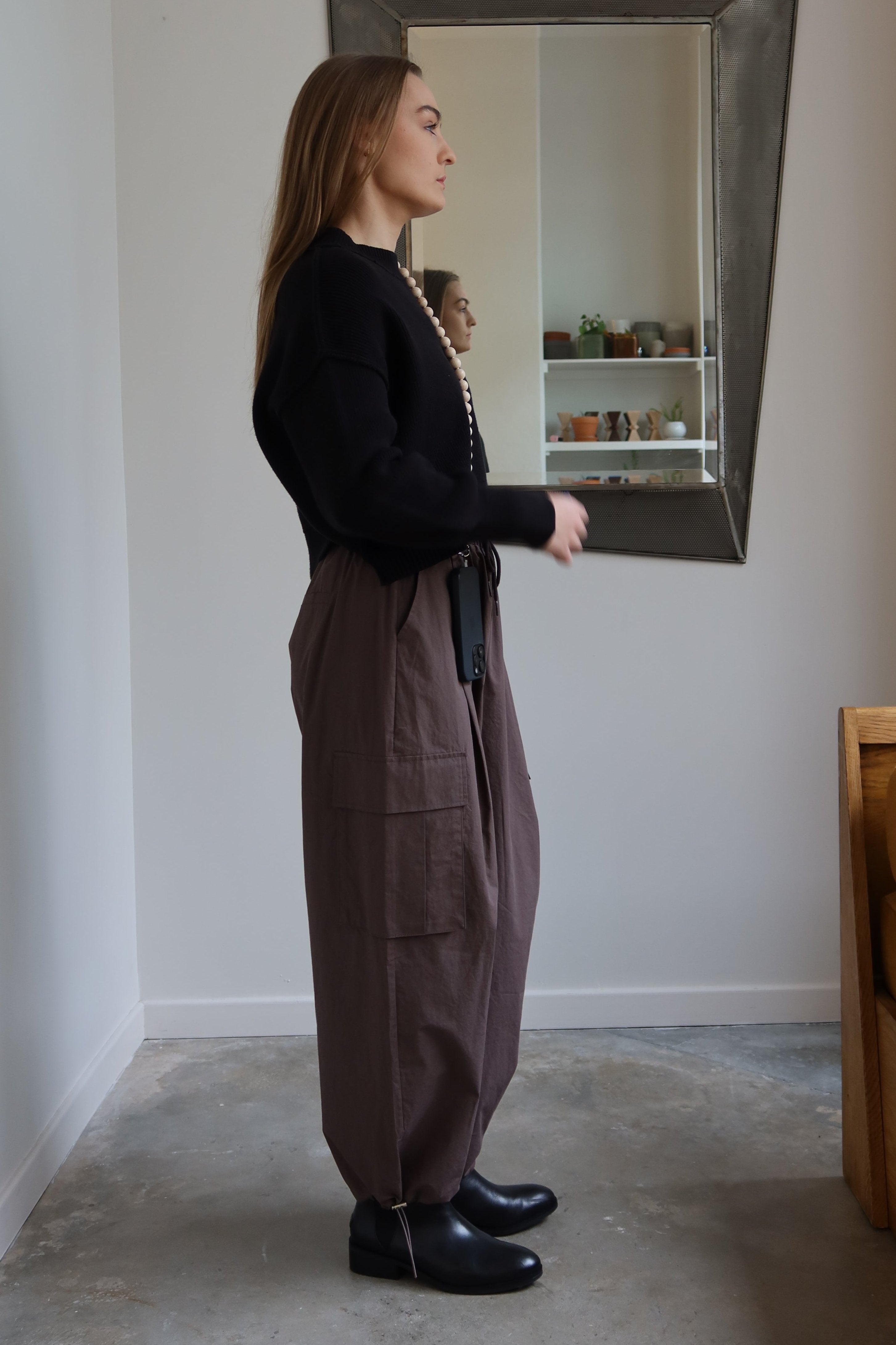 Brown Wide Leg Cargo Pants