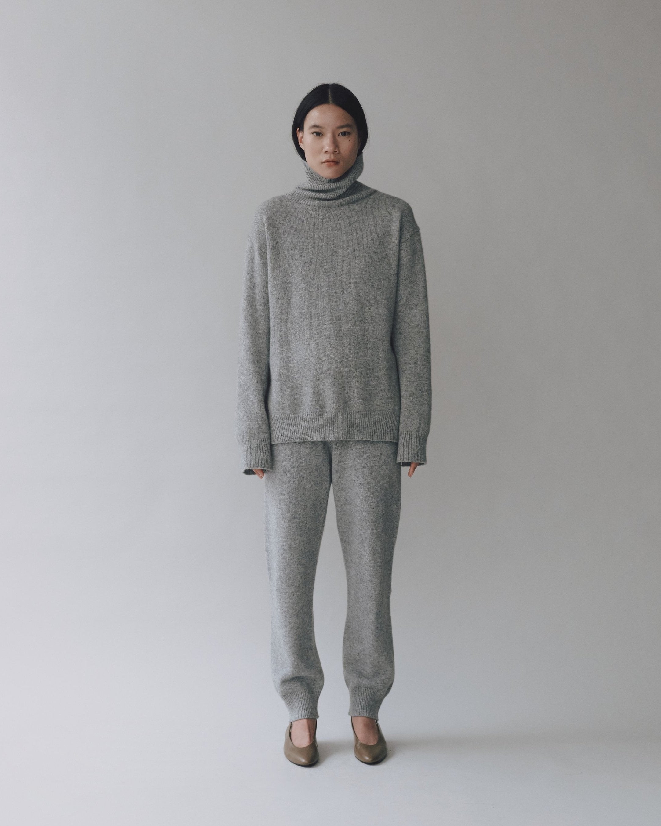 Gray Cashmere Blend Knit Pants