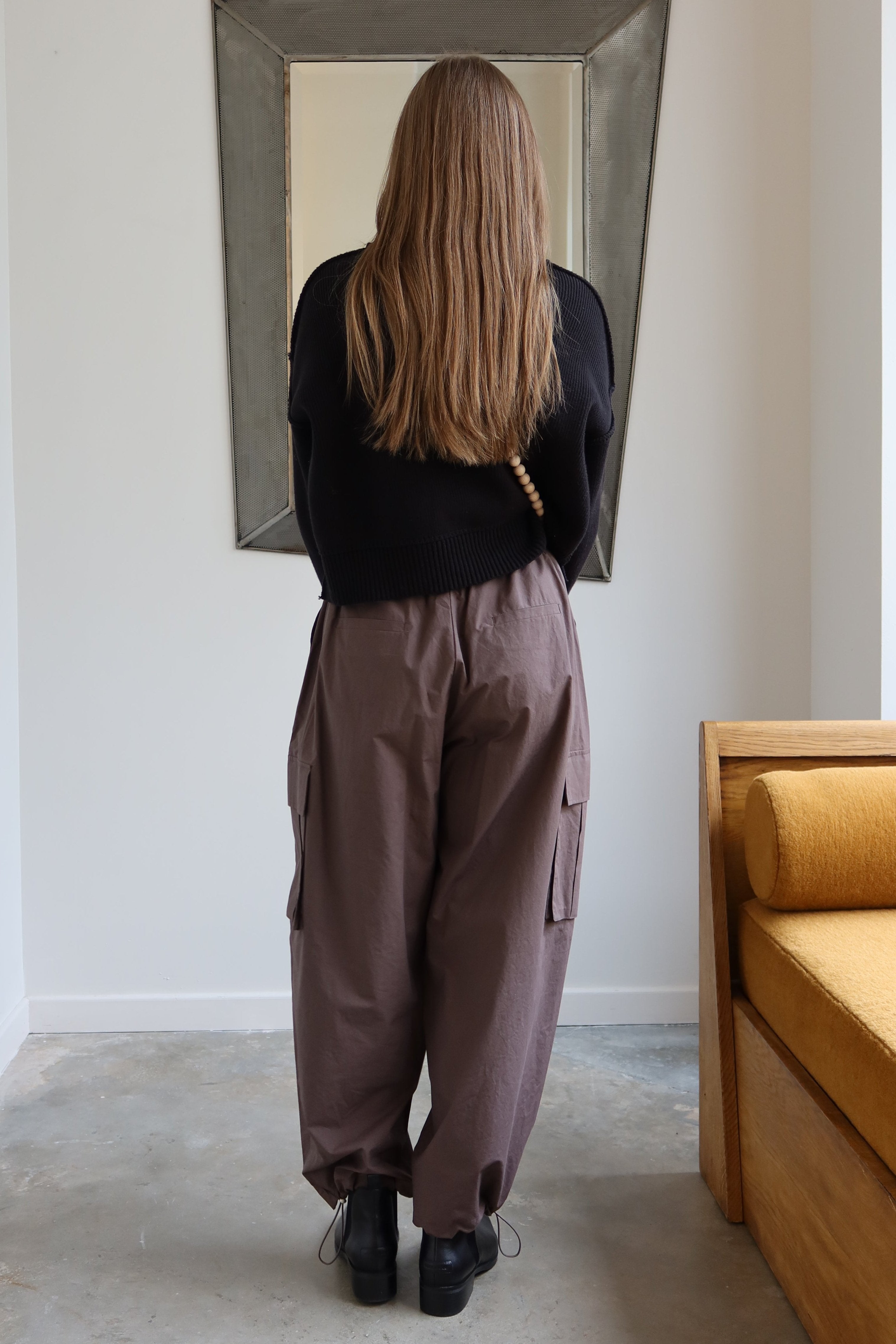 Brown Wide Leg Cargo Pants