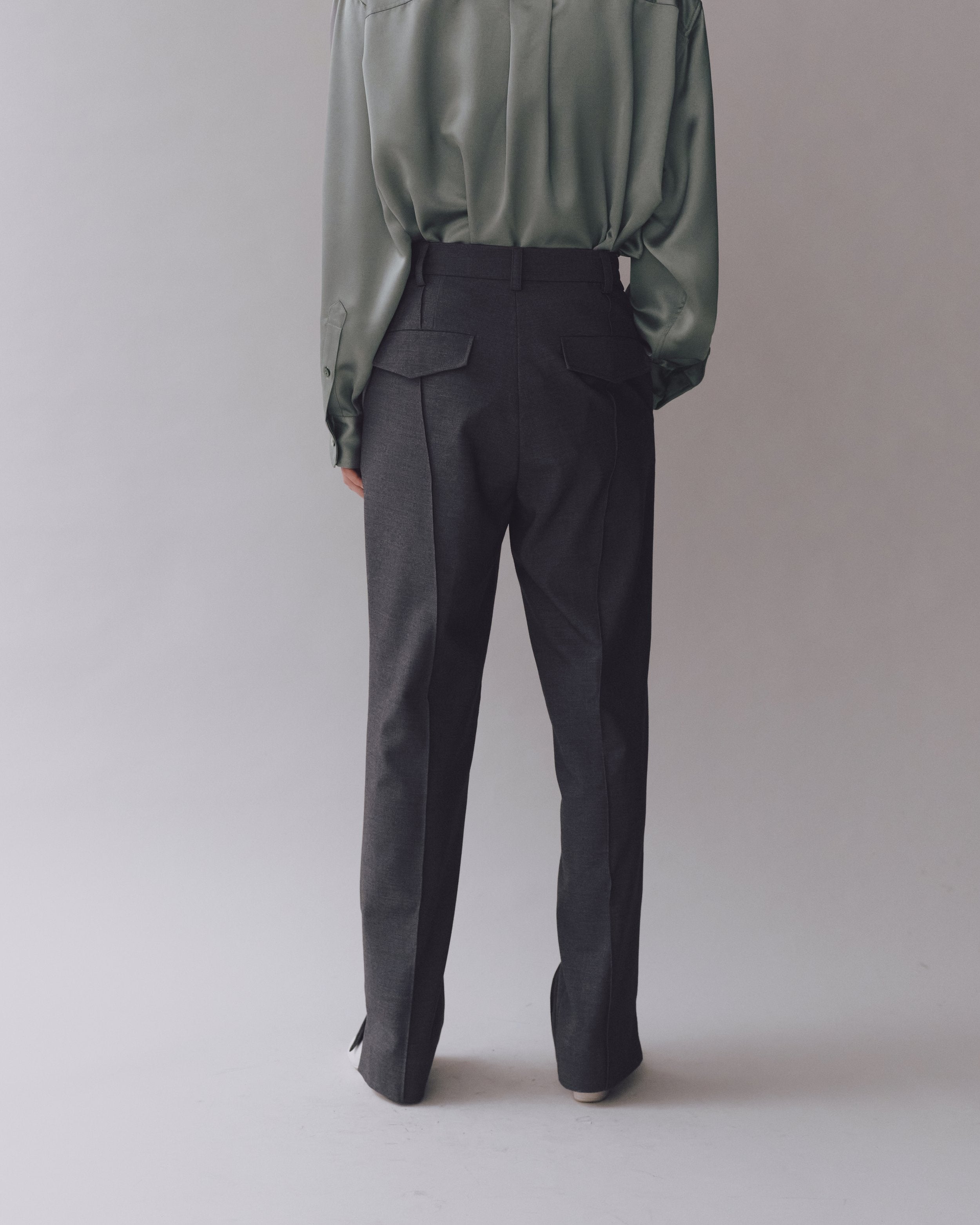 Charcoal Straight Leg Tailored Pants