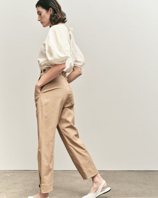 Camel Cropped Workwear Trousers
