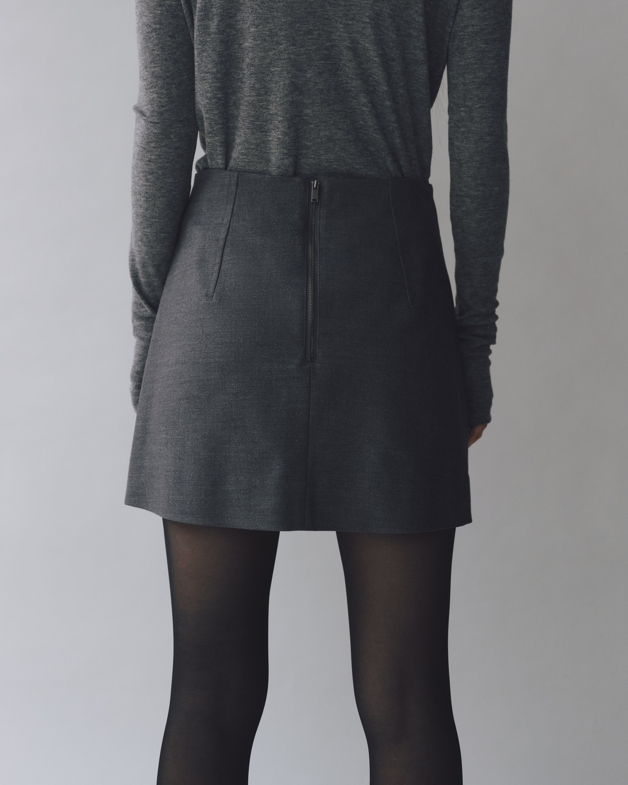 Charcoal Wool Blend Mini Skirt