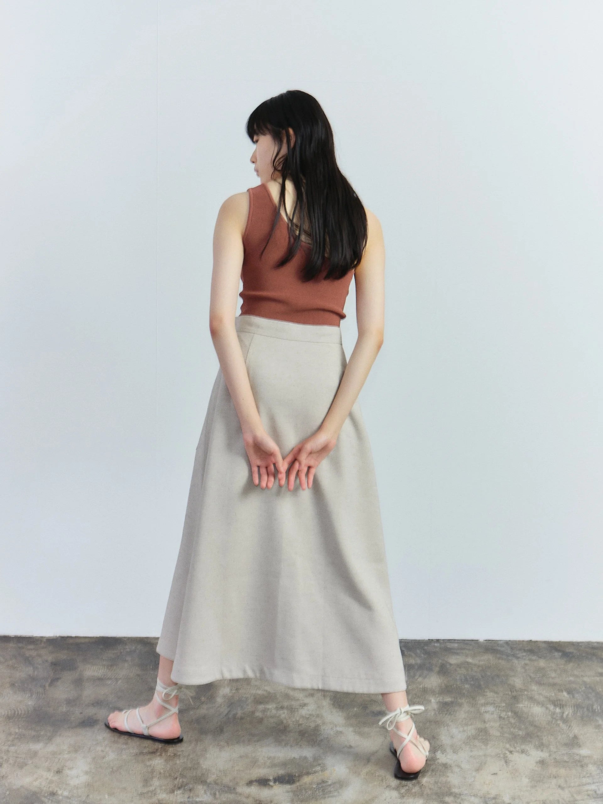 Oatmeal Button Front Maxi Skirt