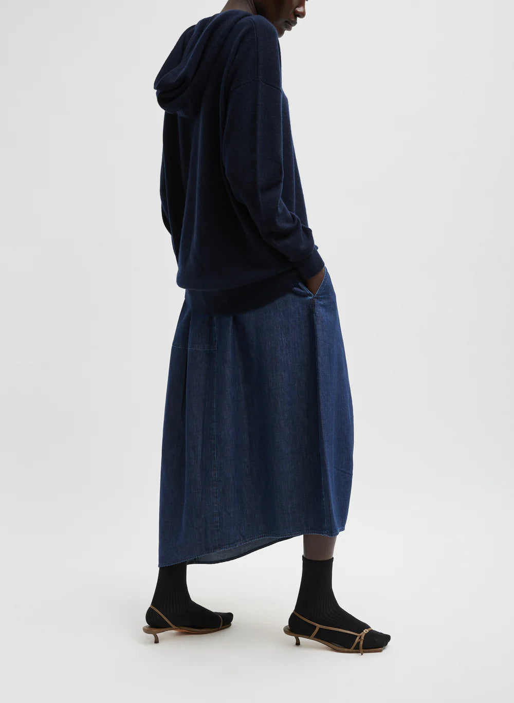 Indigo Asymmetrical Balloon Denim Skirt