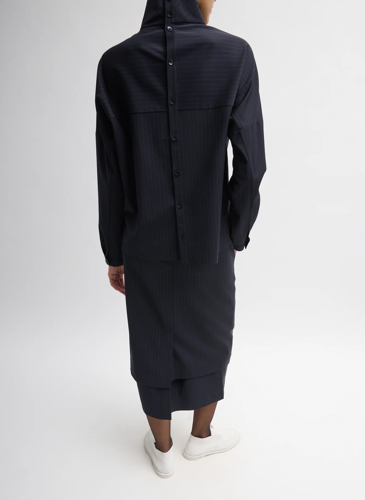 Navy Mier Pinstripe Convertible Skirt