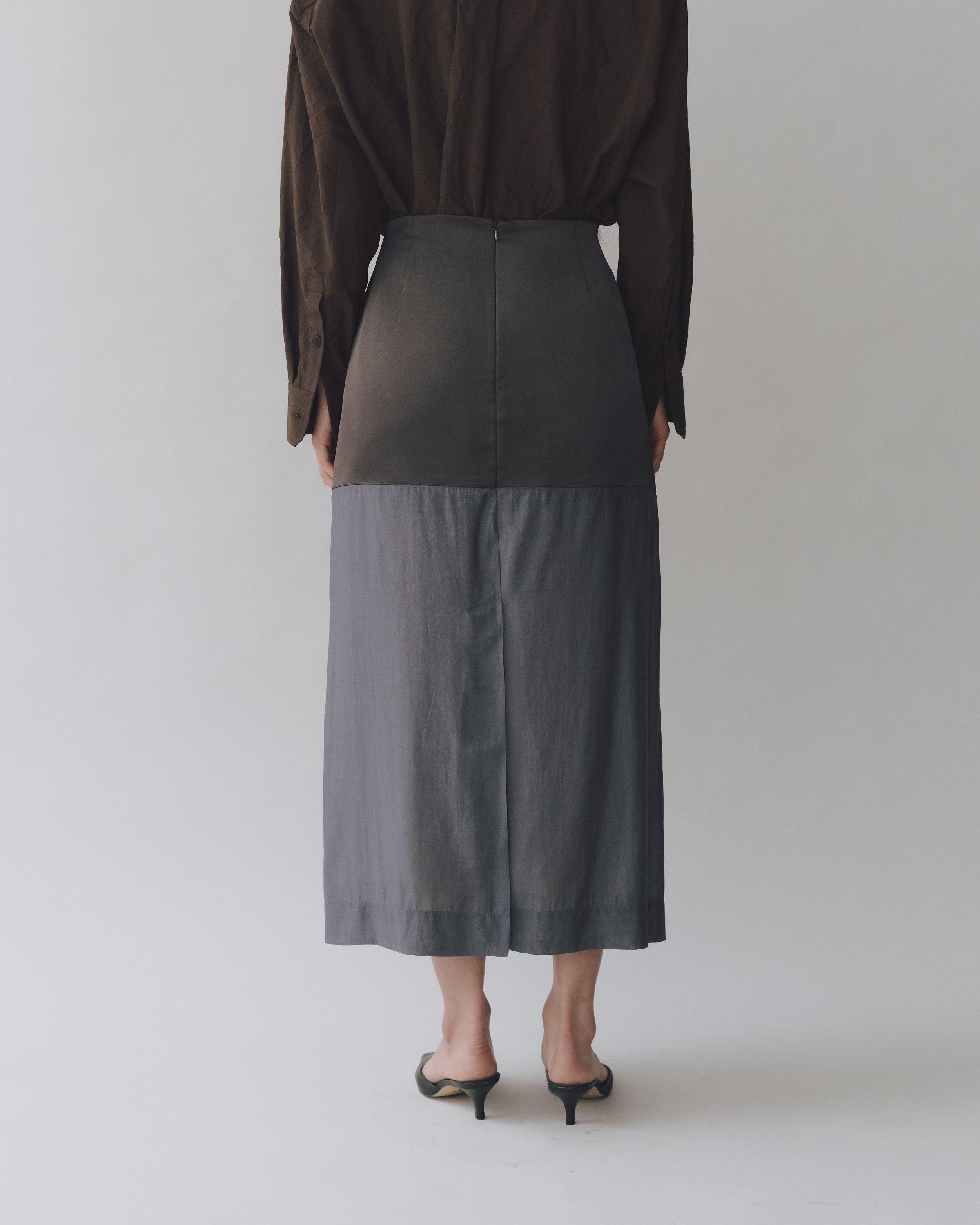 Dark Grey Semi Sheer Midi Skirt