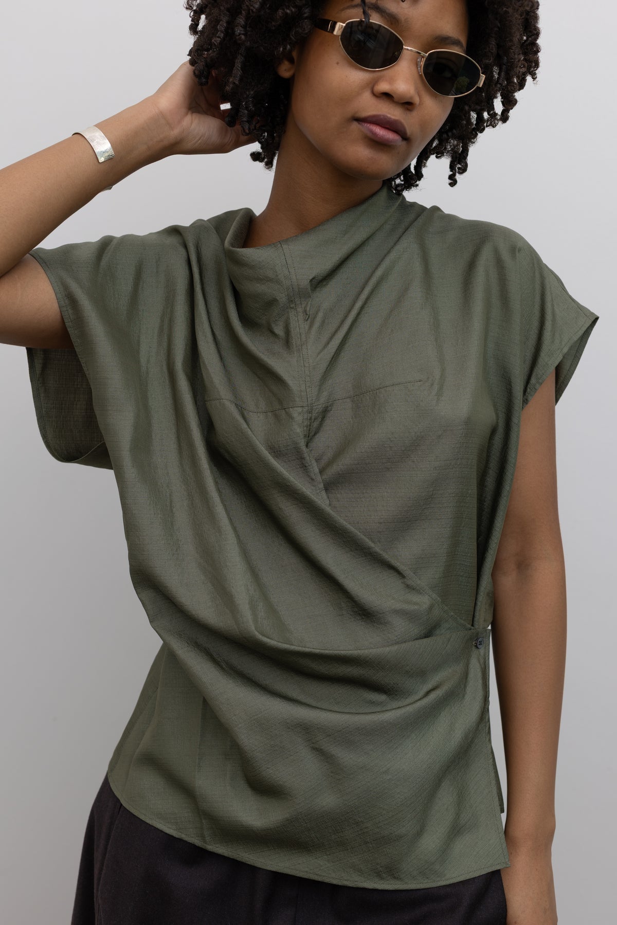 Soeur Contemporary Womenswear Kora Textured Silk Wrap Blouse at Alas Eius