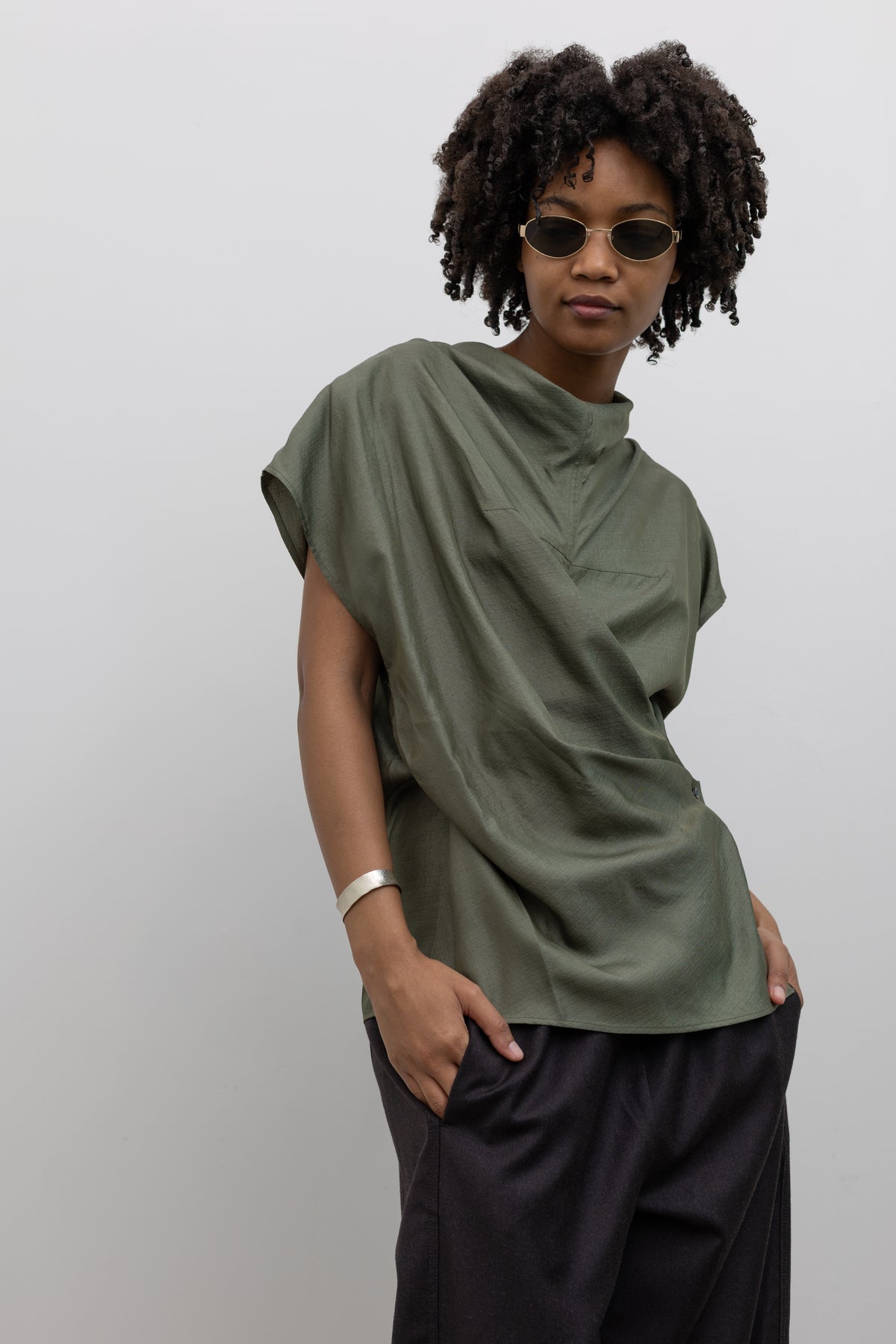 Soeur Modern Womenswear Kora Asymmetrical Silk Blouse at Alas Eius