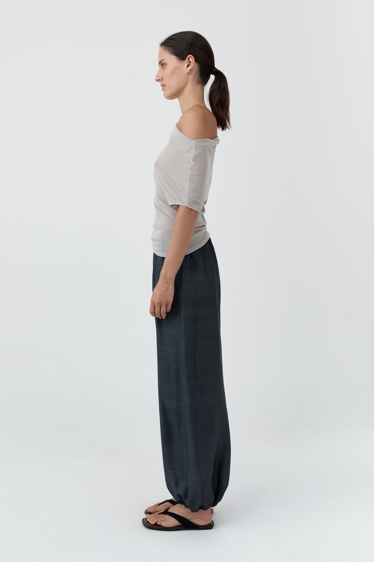 St. Agni Fine Jersey Off Shoulder Top with Side Tie Detail at Alas Eius