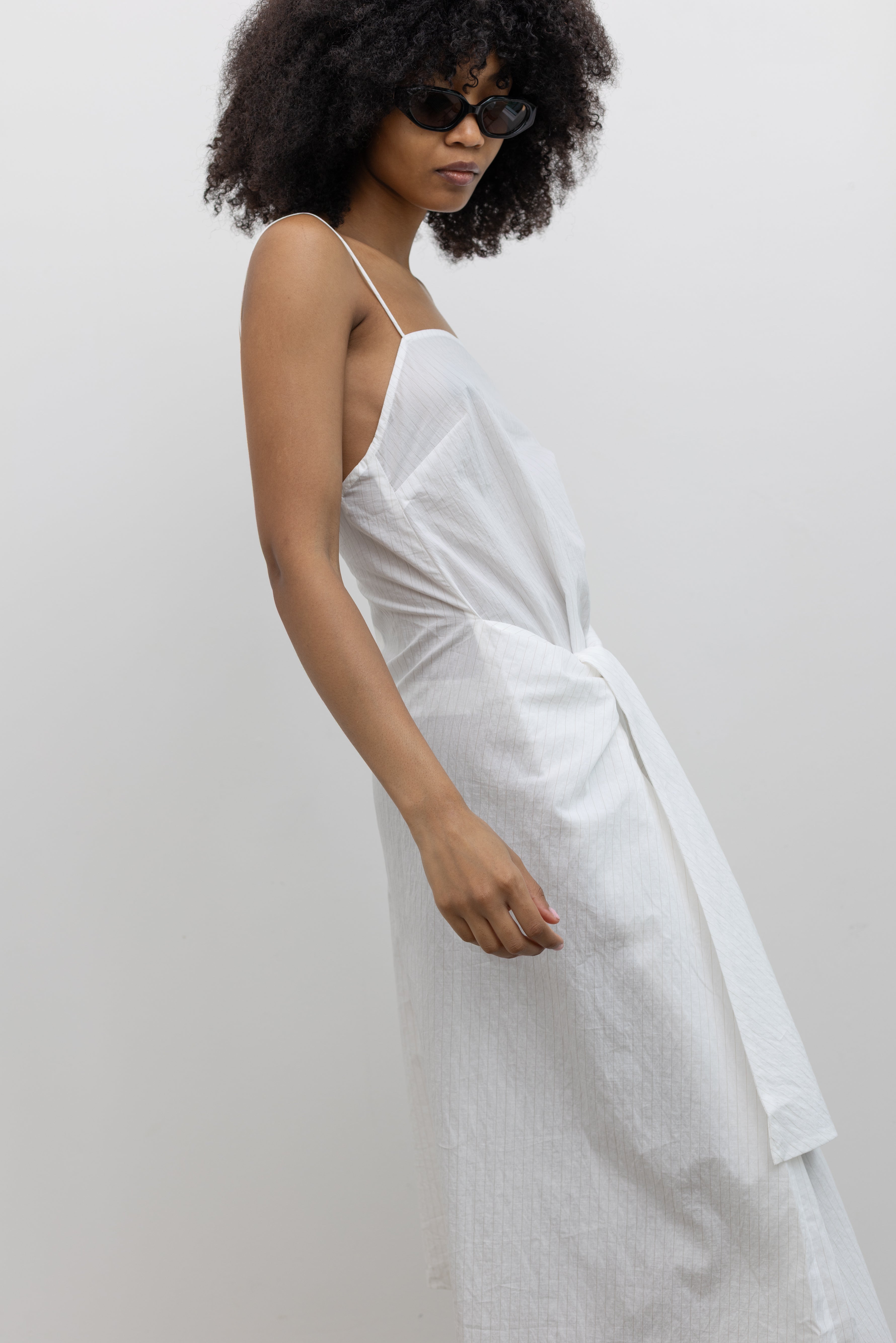 St. Agni Minimalist Cotton Blend Dress with Square Neck and Maxi Silhouette at Alas Eius