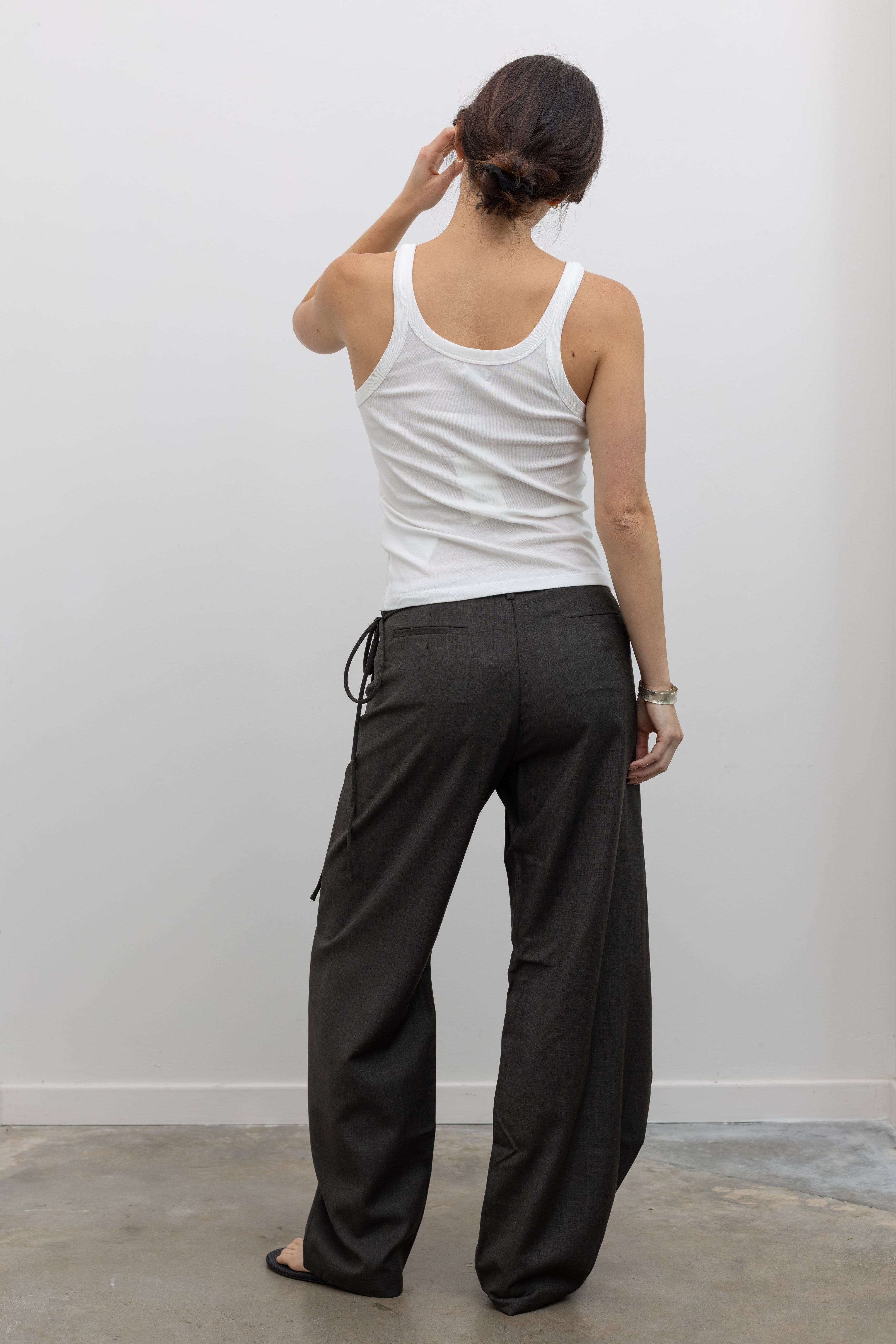 St. Agni Wool Blend Tapered Trousers with Wrap Waist Designer Women's Clothing at Alas Eius