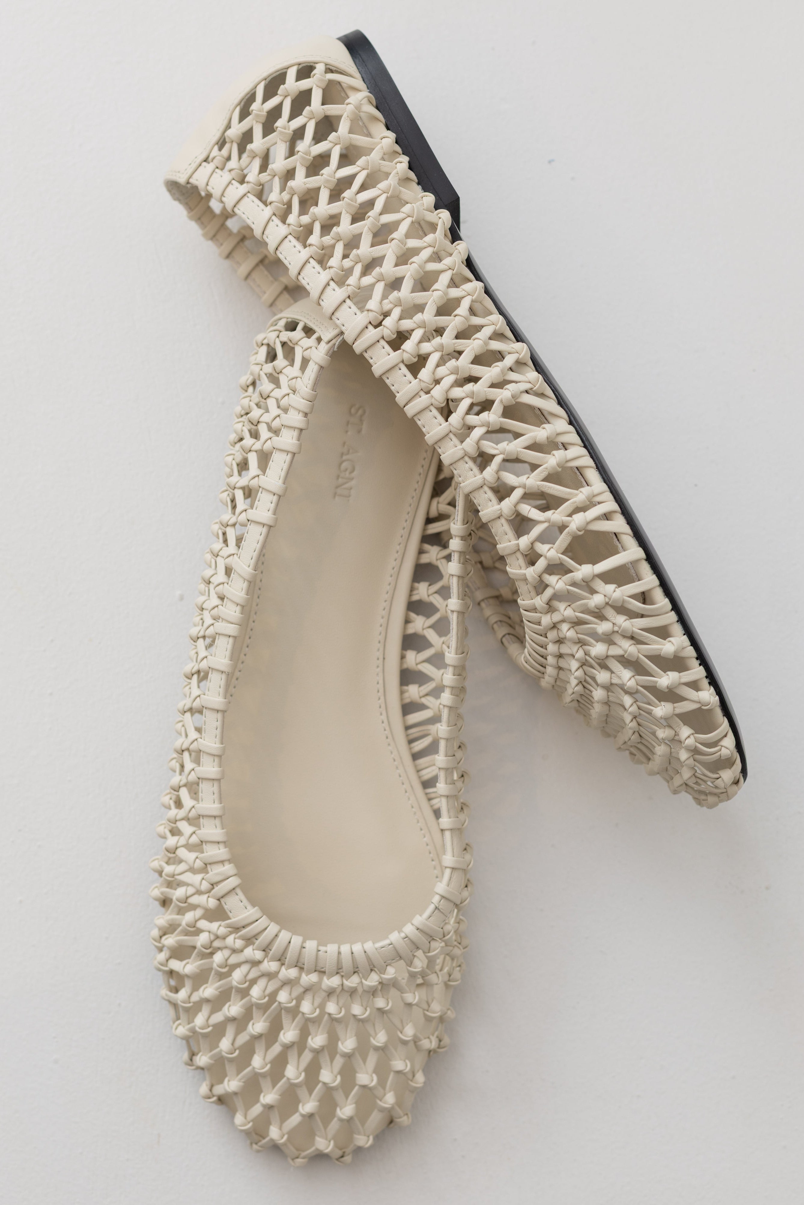 St. Agni Luxury Woven Ballerina Flat with rounded toe and hand-finished detailing, contemporary women's footwear at Alas Eius