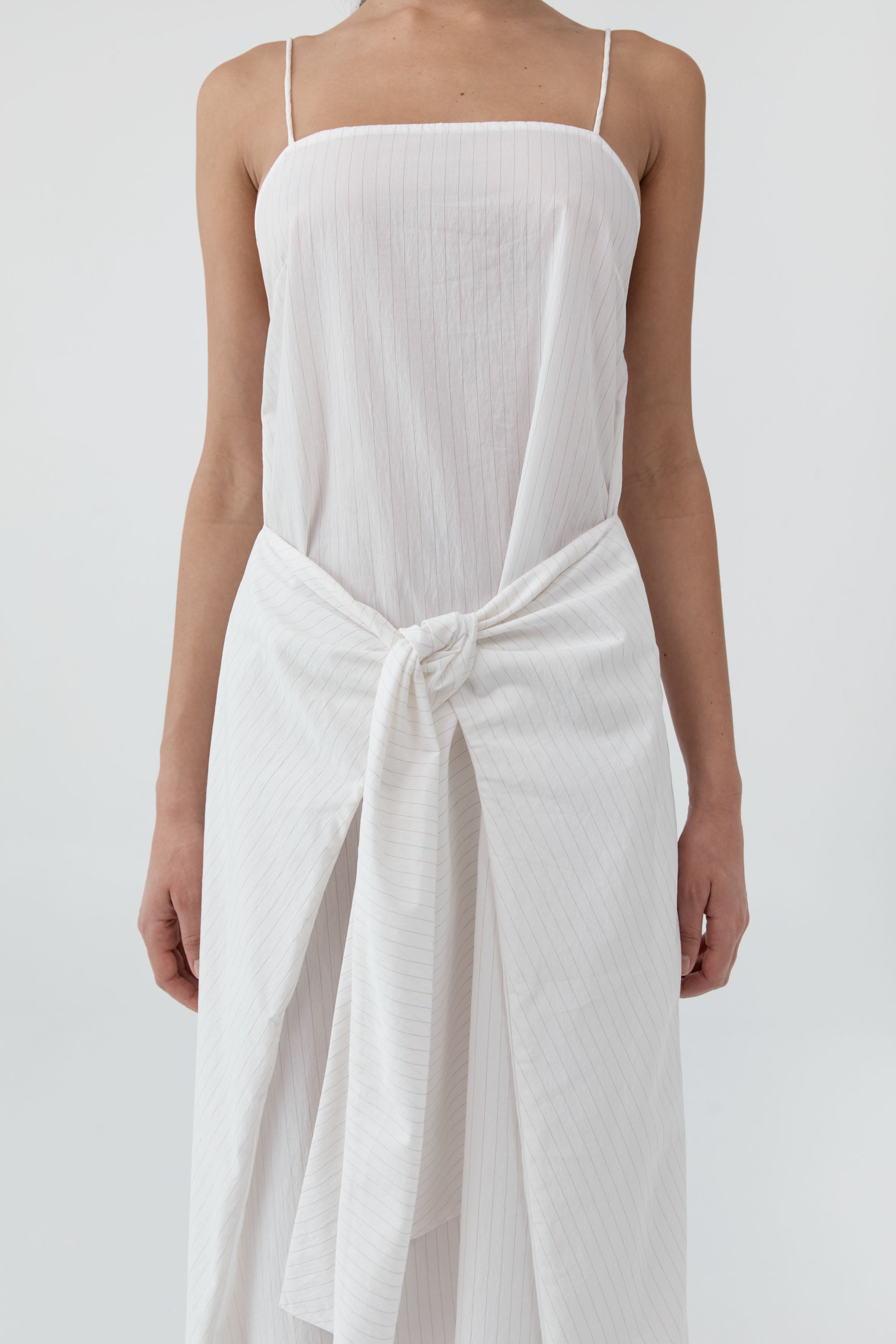 White Pinstripe Relaxed Cocoon Dress – alas eius