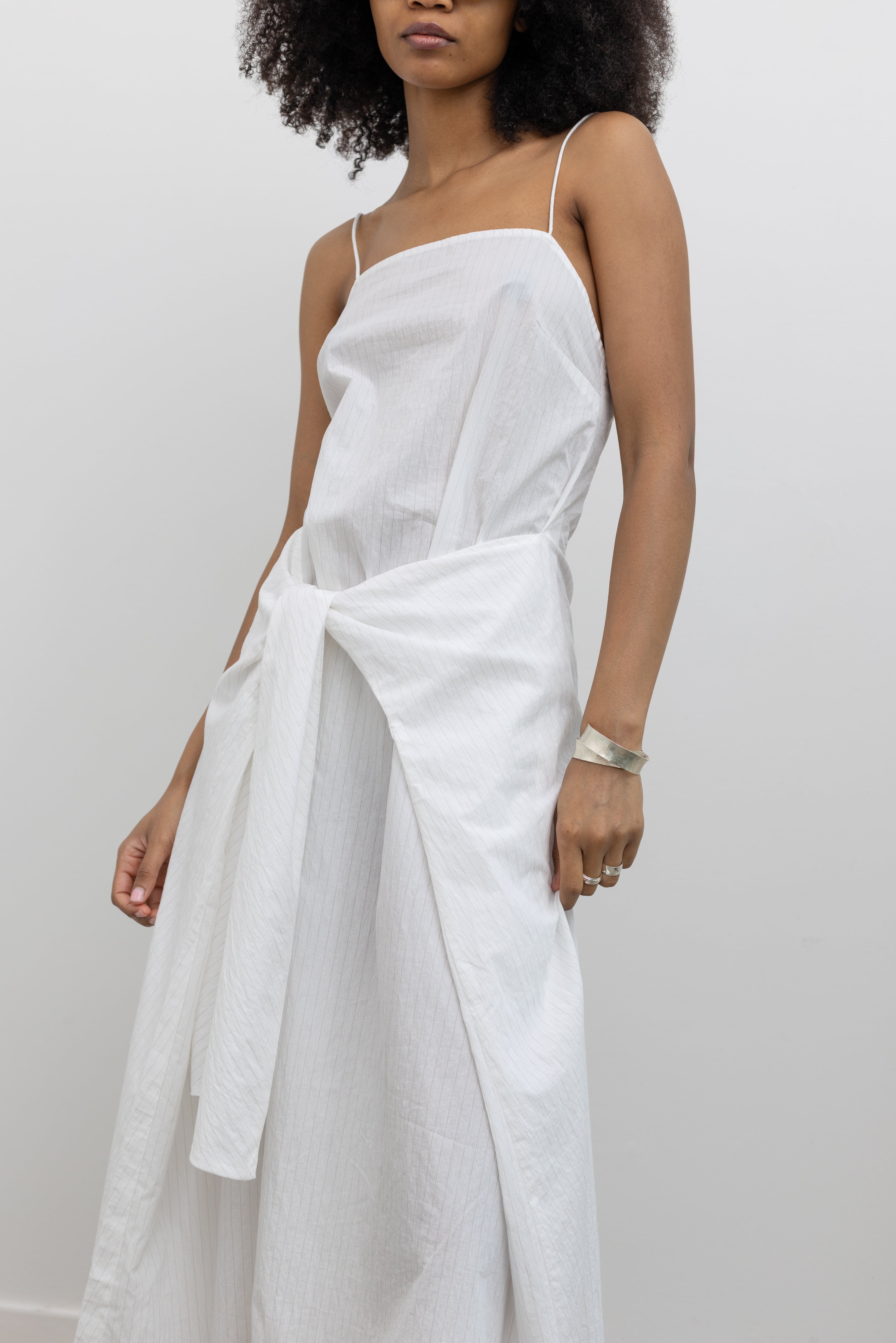 St. Agni Relaxed Cocoon Dress with Rouleau Straps and Curved Hem Luxury Fashion at Alas Eius