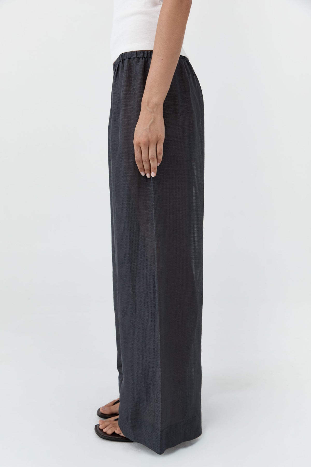 St. Agni at Alas Eius silk-linen Woven Check Relaxed Pants
