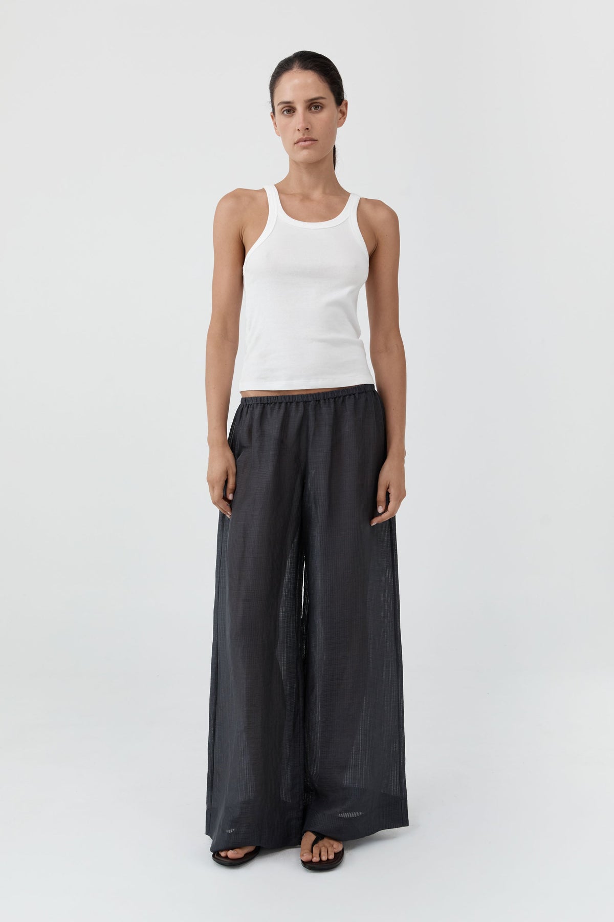 St. Agni at Alas Eius Woven Check Relaxed Pants in Iron Glaze