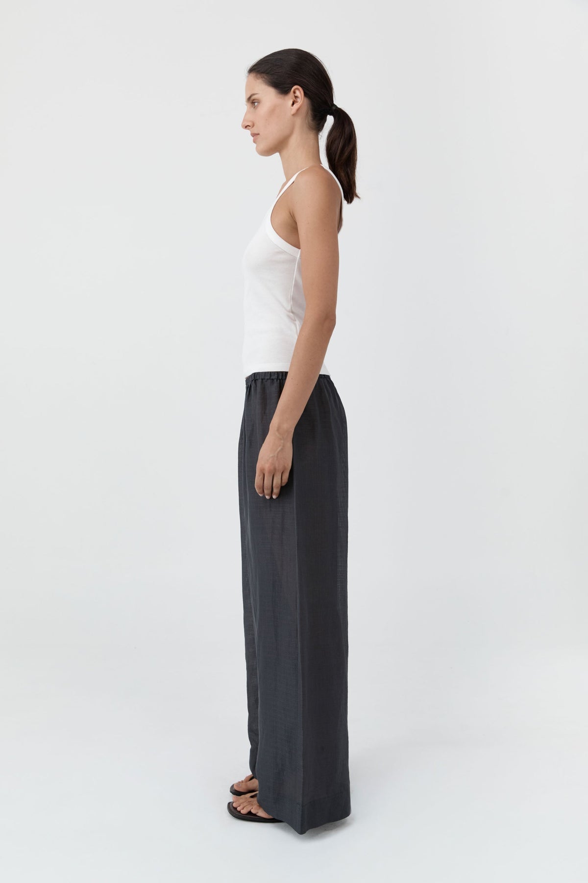 St. Agni at Alas Eius Woven Check Relaxed Pants with low-rise straight-leg silhouette