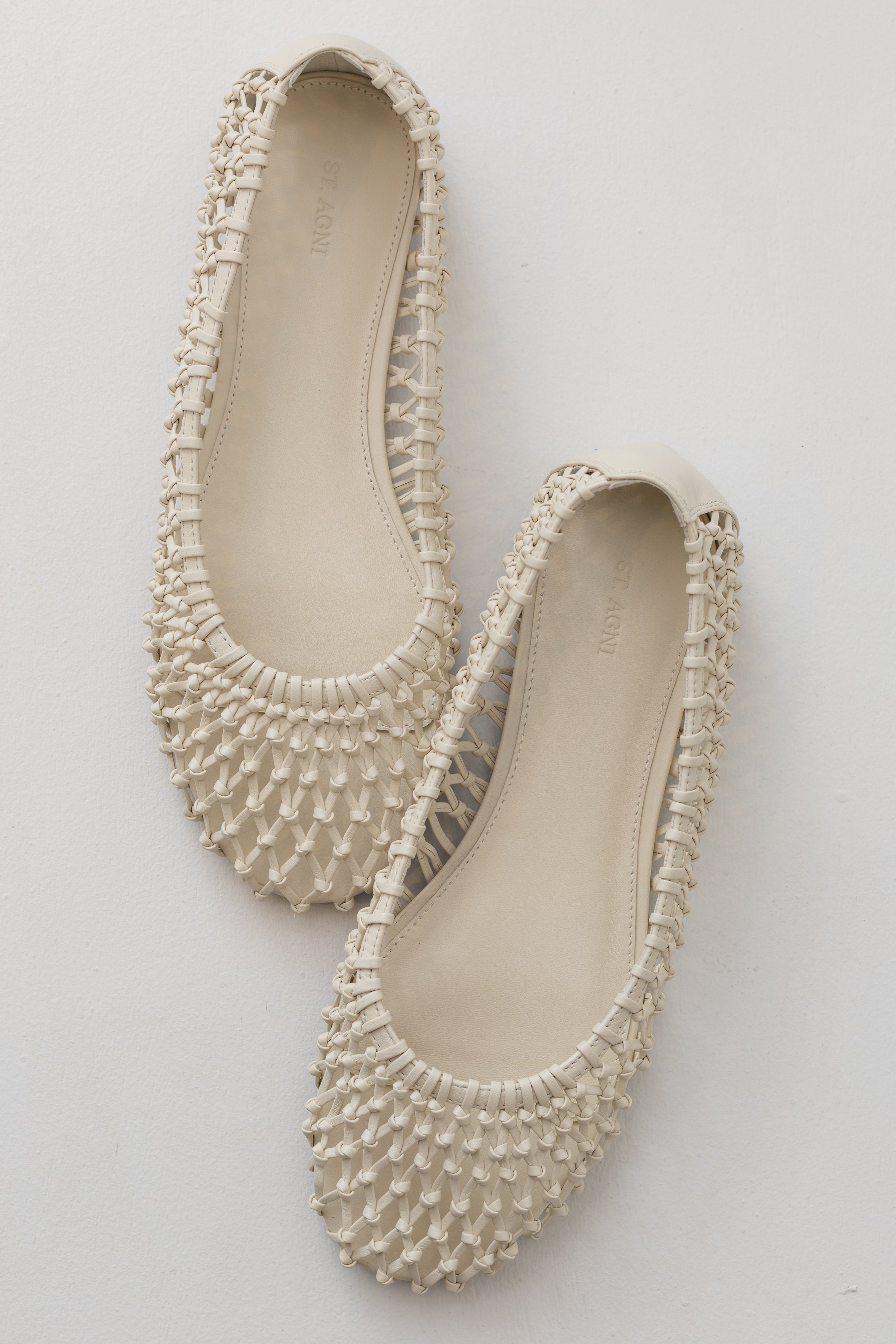 St. Agni Luxury Woven Ballerina Flat with rounded toe and hand-finished detailing, contemporary women's footwear at Alas Eius