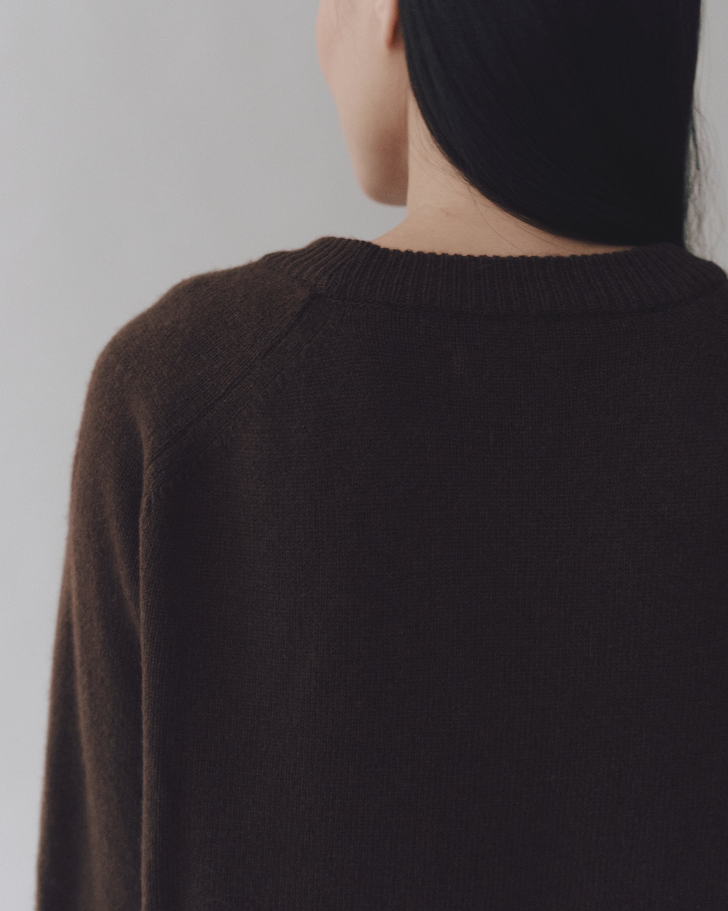 Brown Cashmere Blend Crewneck Knit