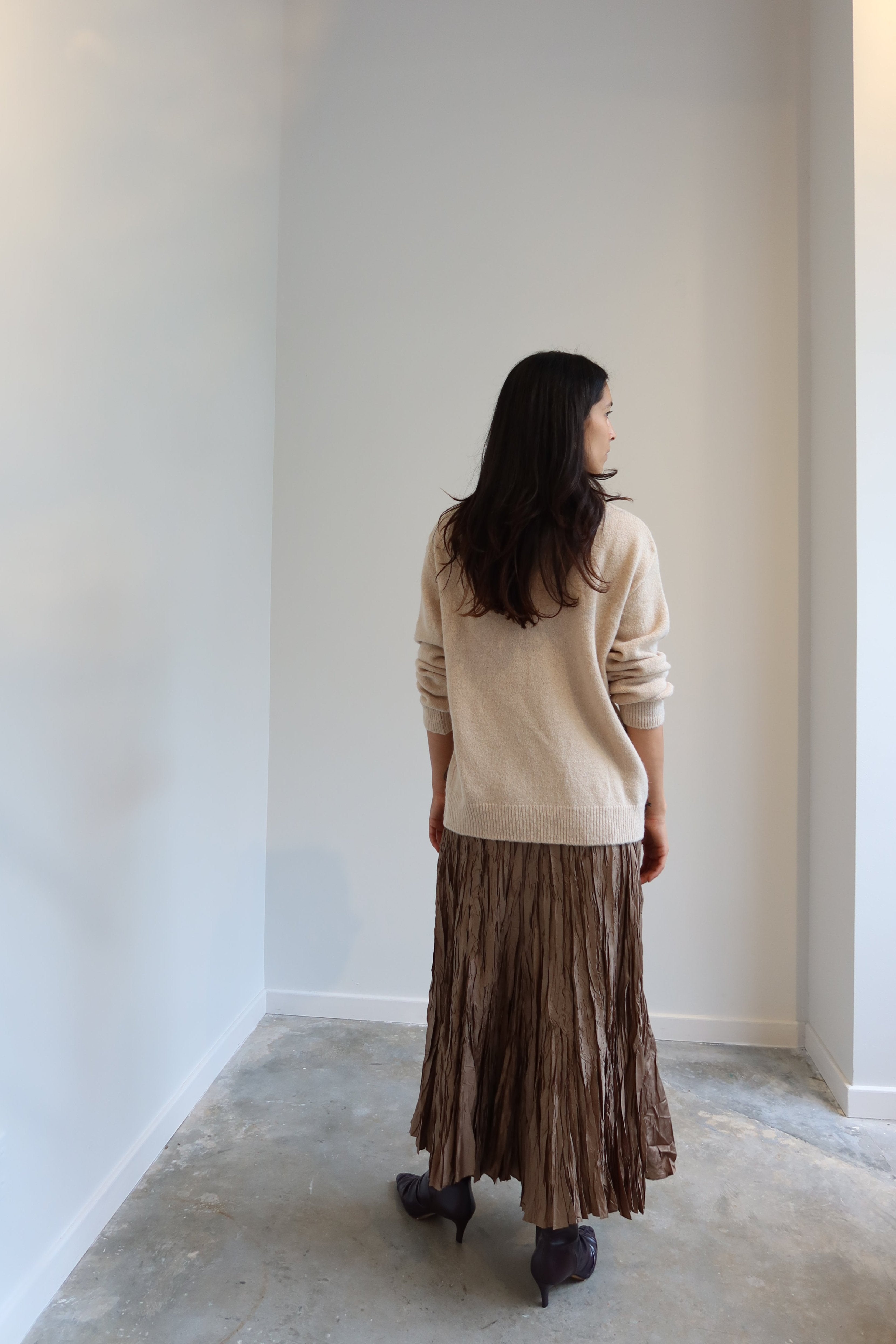 Beige Alpaca Blend Knit Relaxed Cardigan