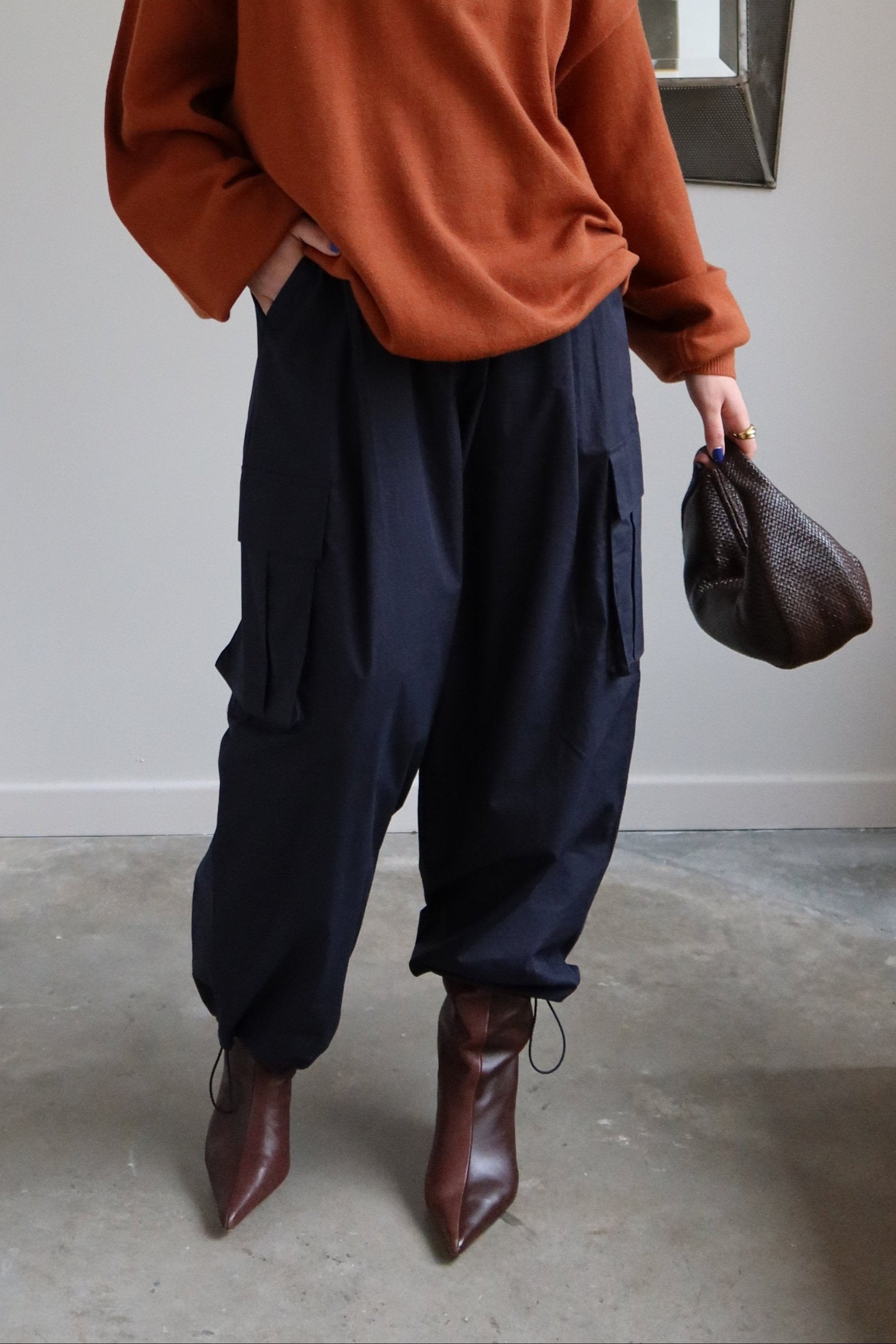 Rust Oversized Ribbed Mock Neck Sweater