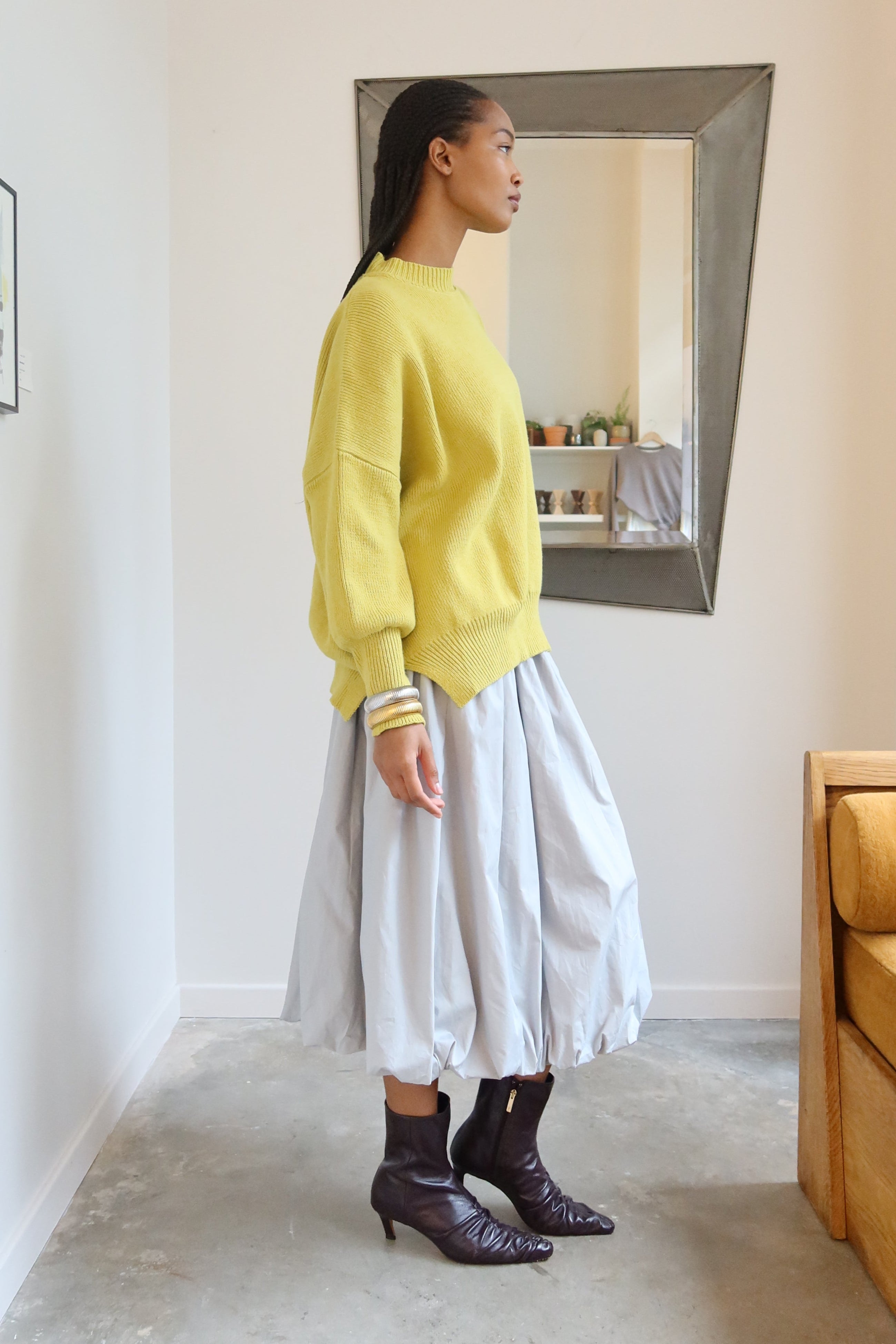 Lime Knit Oversized Ribbed Sweater