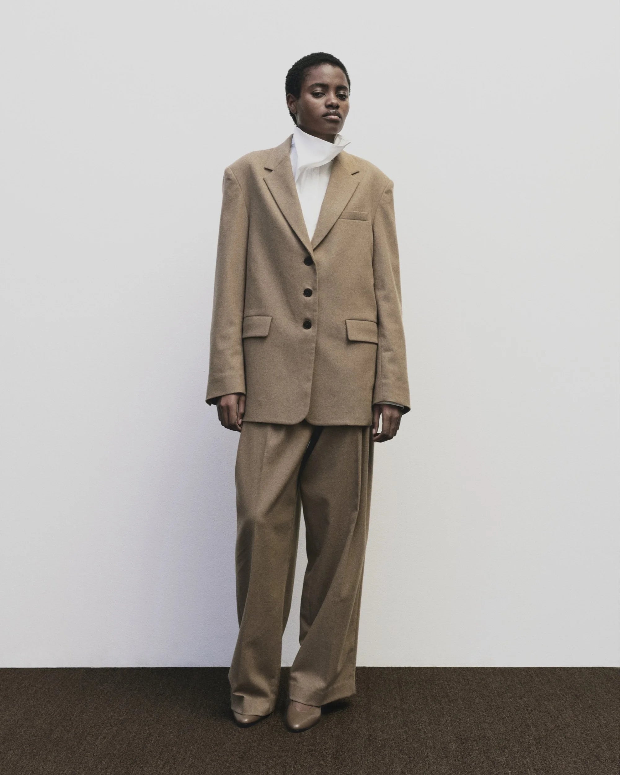 Camel Wool Blend Oversized Jacket